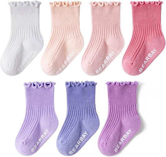 Baby Non Slip Ankle Socks with Grippers for 0 Months-7 Years Old Walking Socks