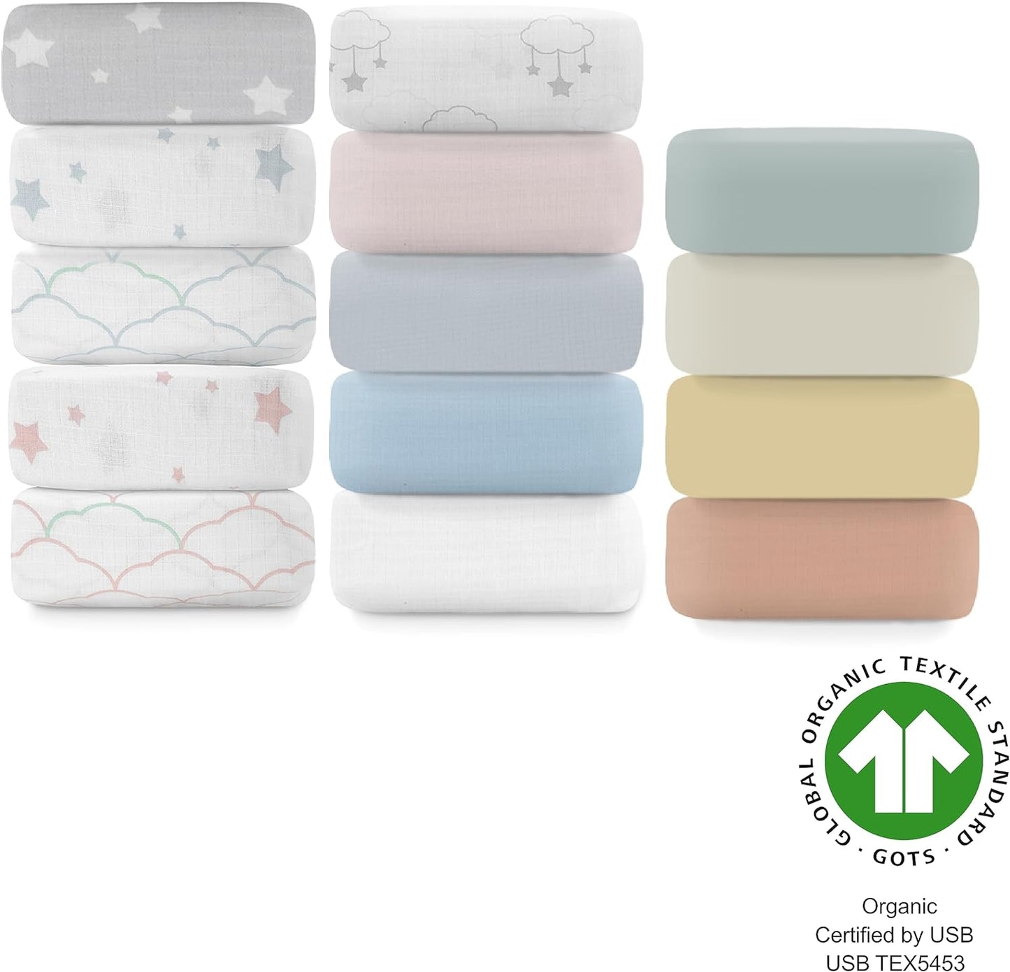 Newton Baby Mini Crib Sheets (2-Pack) | Organic Muslin Cotton, Ultra Breathable & Soft Baby Sheets, Machine Washable Baby Mattress Sheets, Fits Any Mini Sized Crib 24" x 38", Sky Blue