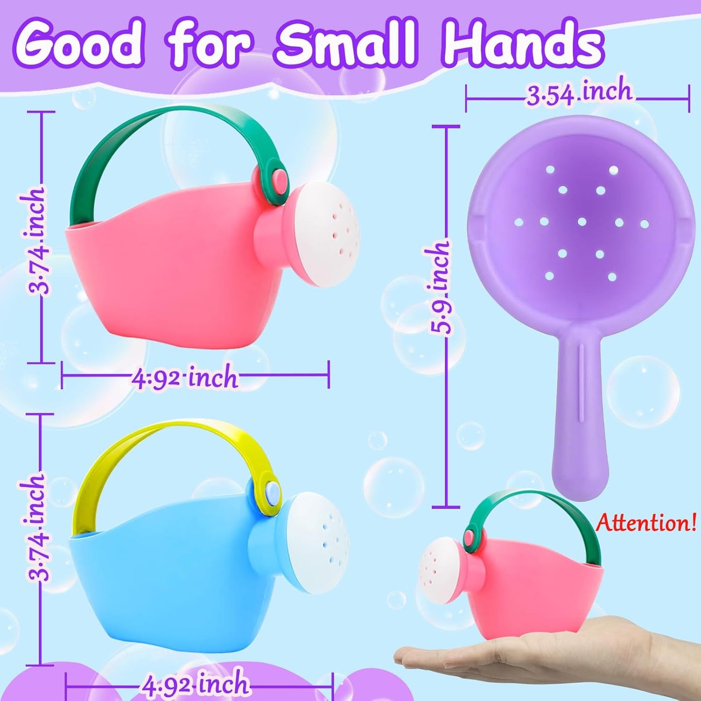 Baby Bath Toys for Kids Ages 1-3 3Pcs Toddler Bath Pool Toys for 1-3 2-4 Water Can Bathtub Pool Water Table Beach Toys Baby Gifts (Small Hand)
