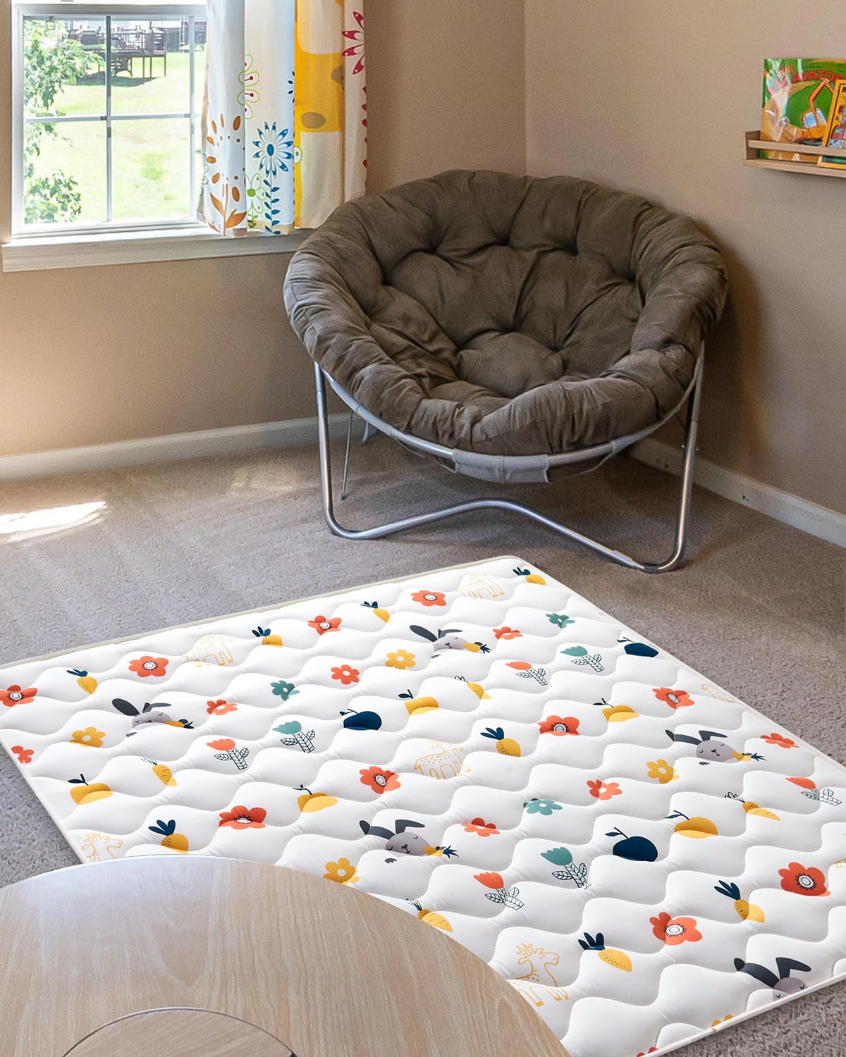 Odorless Premium Foam Baby Play Mat 50" x 50", Soft Microfiber Fabric Crawling Mat for Floor- Comfortable and Hypoallergenic, Non-Slip Cushioned Floor Playpen mat for Infants,Babies,Toddlers