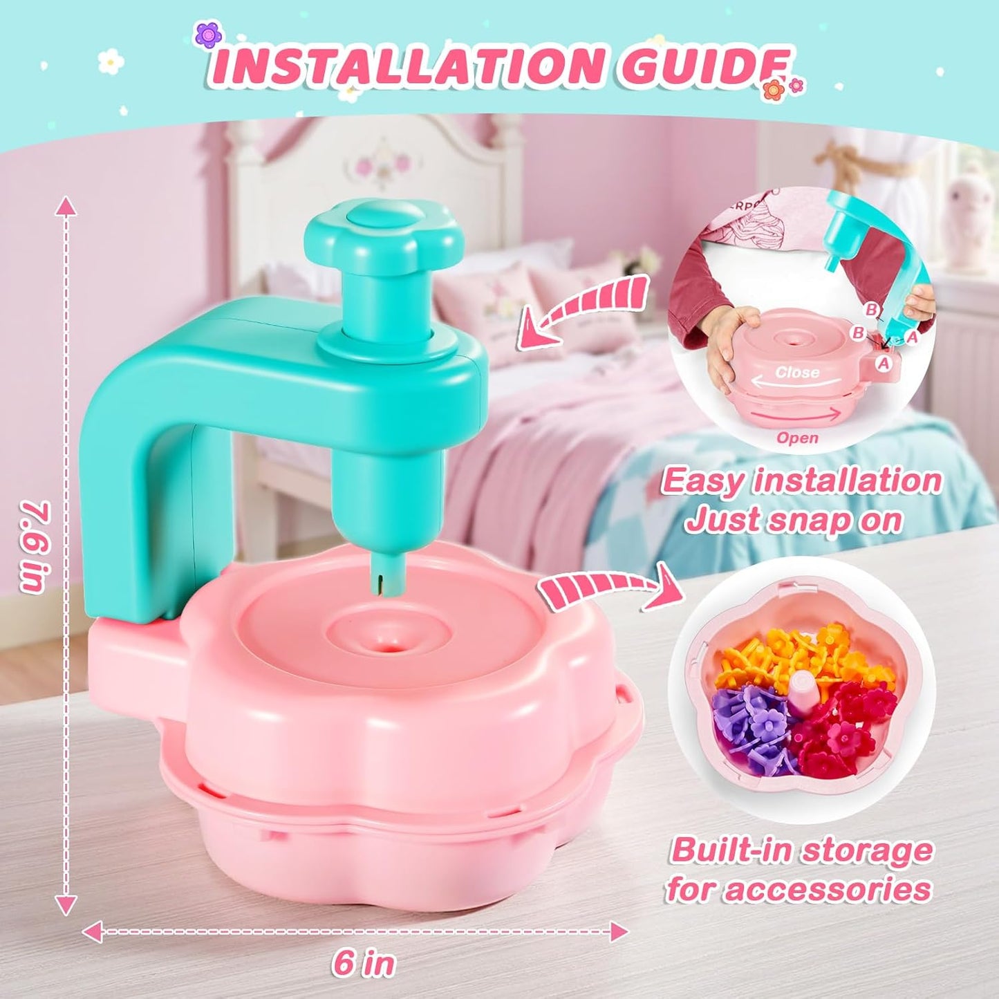 Flower Bouquet Craft Kit for Girls - Arts & Crafts Gift for 4 5 6 7 8 9 Year Old Girls, DIY Flower Making Toy Kit for Kids, Mess-Free Fun & Educational Activities for Preschool Kids, Birthday Gift