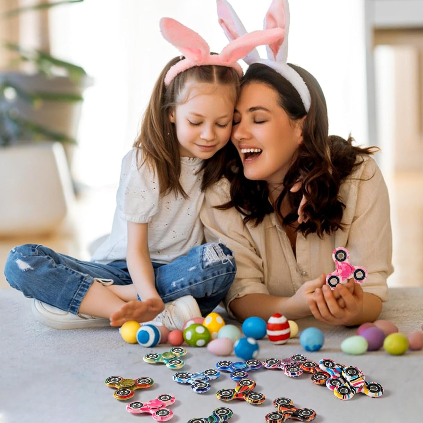 SCIONE 24 Pack Fidget Spinner Toy, Finger Spinner Fidget Pack-Anxiety Toys Stress Relief Reducer-Party Favors for Kids/Adults Birthday Easter Goodie Bag Stuffer,Classroom Prizes