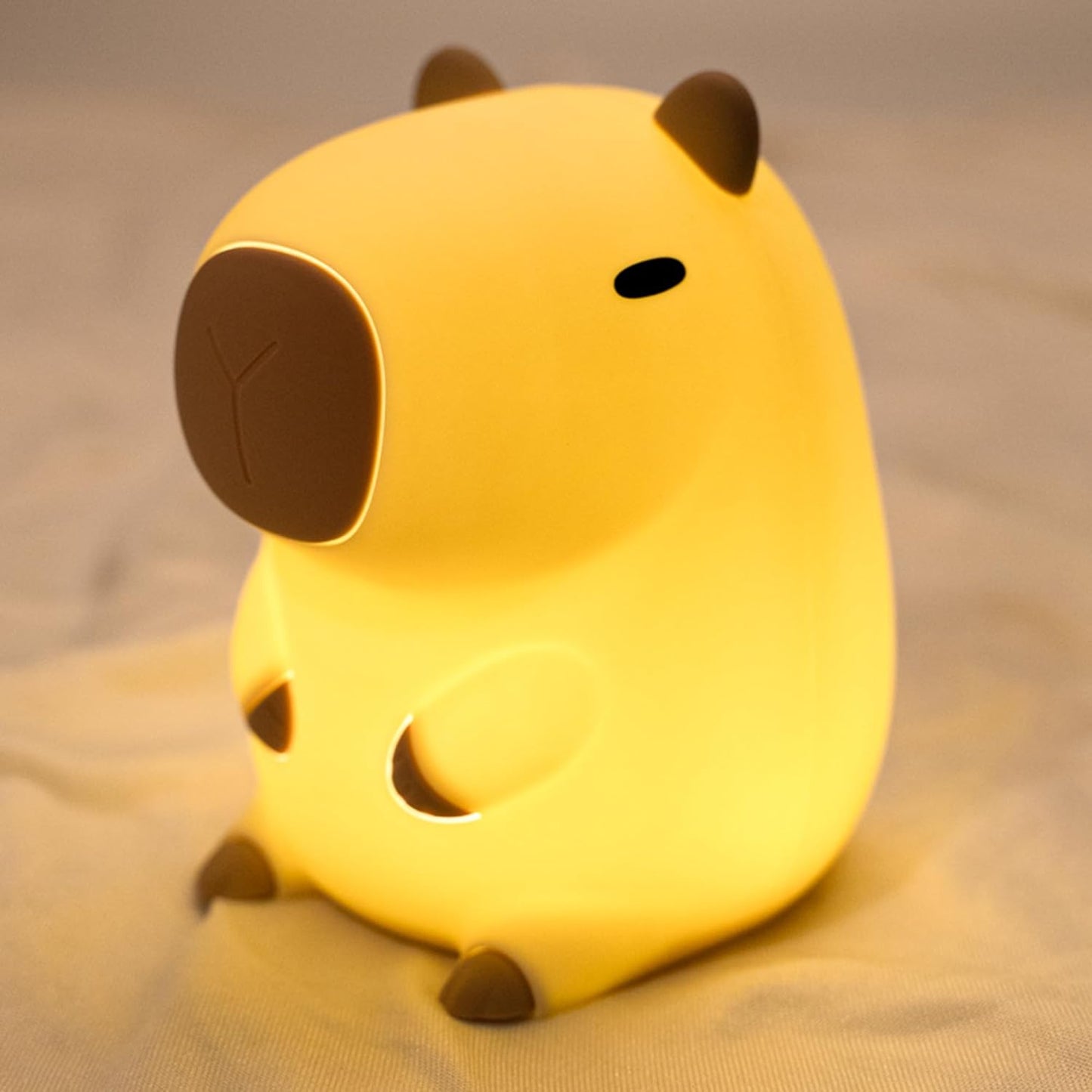 UNEEDE Capybara Night Light, Cute Animal Silicone Nursery Night Light Rechargeable Table Lamp Bedside Lamp with Touch Sensor for Bedrooms, Living Room