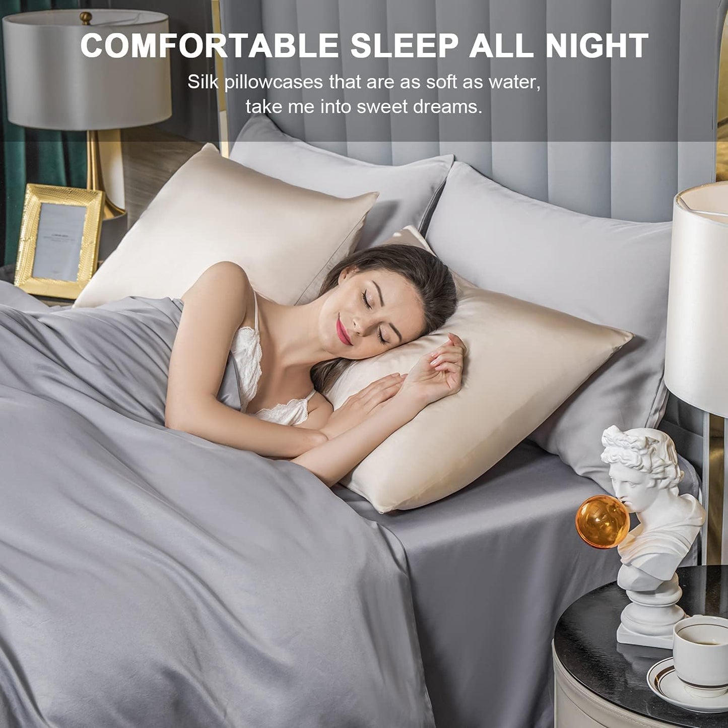 Mulberry Silk Pillowcase for Hair and Skin,Toddler Size Kids Silk Pillow Case with Hidden Zipper,Allergen Proof Dual Sides Soft Breathable Smooth Silk Pillow Cover(Toddler,Champagne)