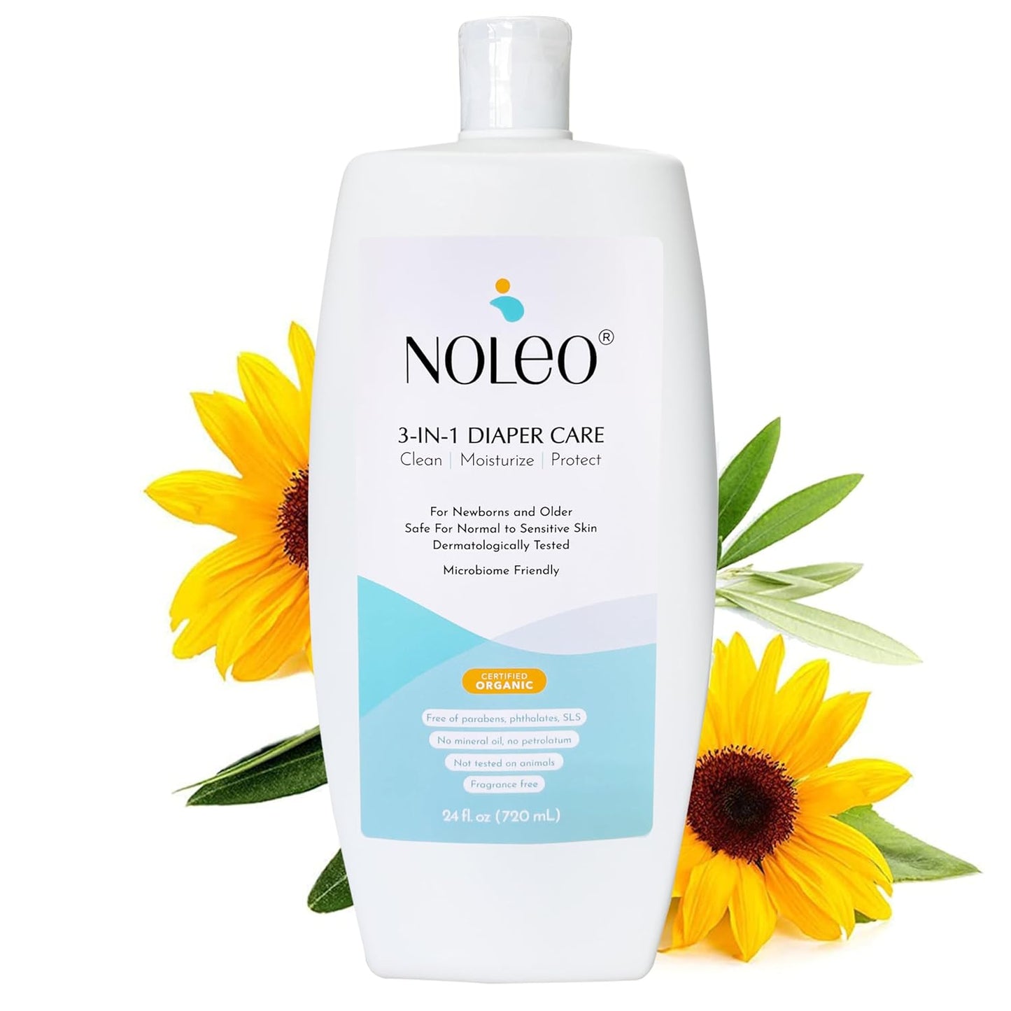 3-in-1 Diaper Care - Baby Cream, Cleanser & Lotion Organic - Diaper Rash - Rash Ointment - Cream to Clean, Moisturize & Protect Skin Made in France, 24 oz