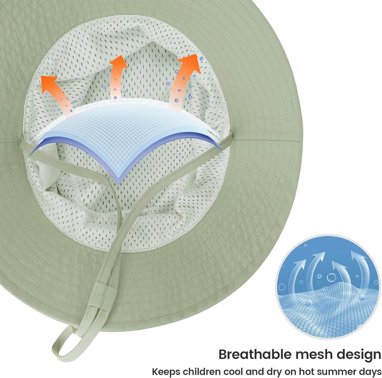 Baby Sun Hat 0-6 Years Toddler Boys Girls Adjustable Bucket Hats Kids Bucket Hats UPF 50+ Wide Brim Beach Swim Pool