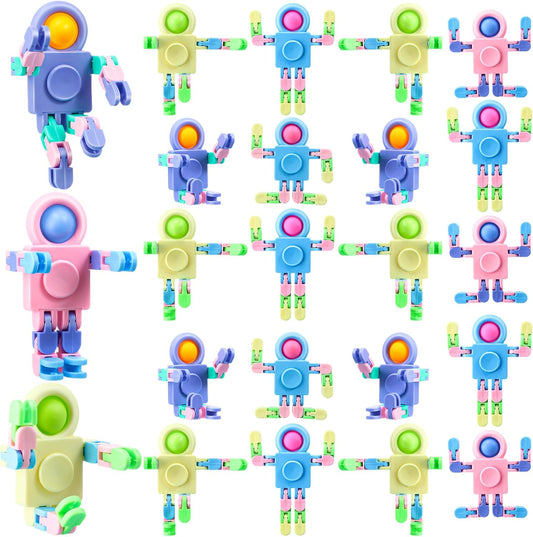 Hanaive 8 Pcs Robot Fidget Spinners Transformable Fingertip Gyro Chain Toy Fidget Sensory Toys Deformable DIY Stress Relief Fidget Toy Adults Pinata Goodie Bag Birthday School Gift