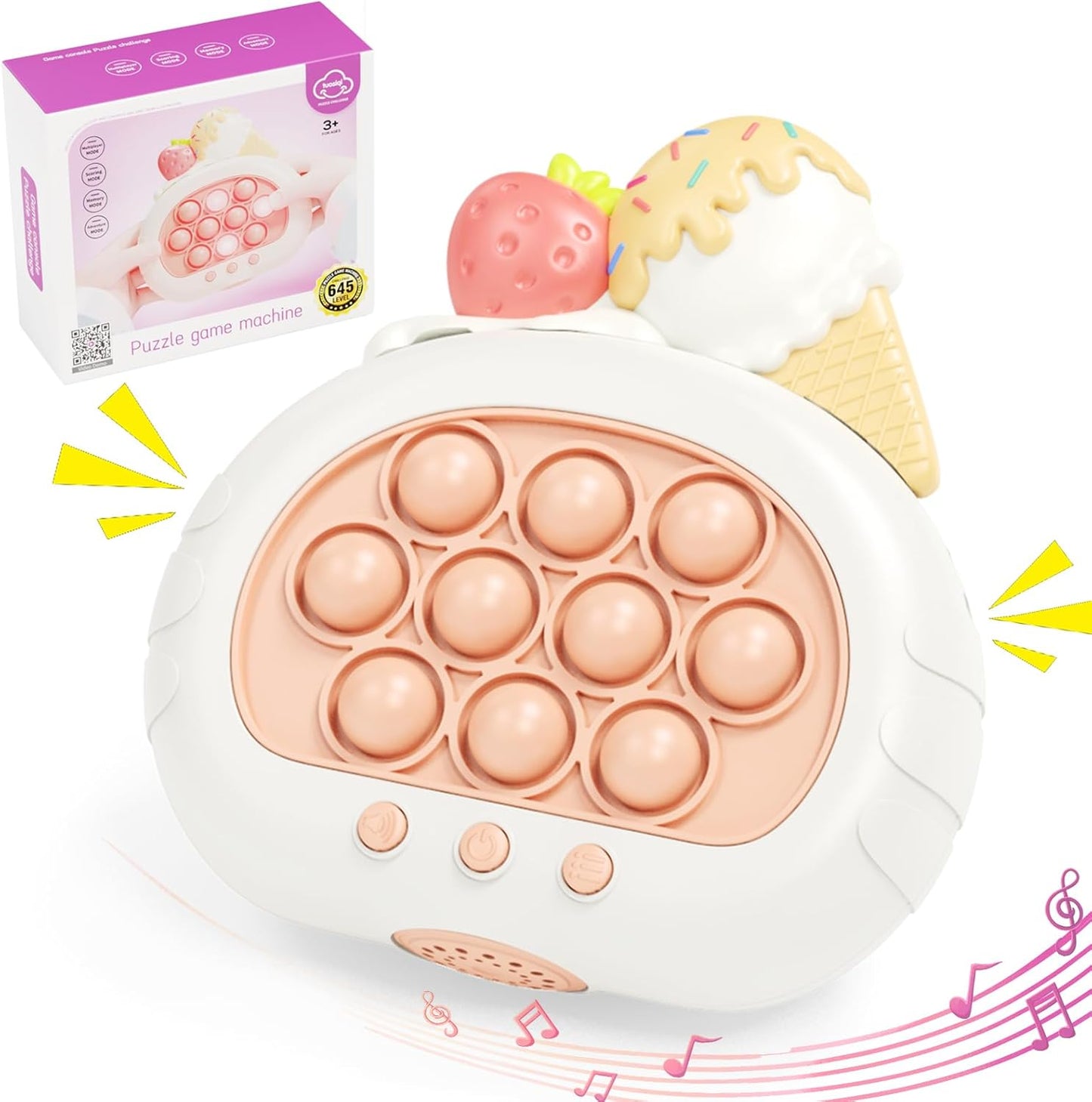 Stress Relief Toys, Decompression Breakthrough Puzzle Pop Button Gopher Handheld Game Machine, Novelty Fidget Toys Party Favor Gifts for Kids Adults (Ice Cream)