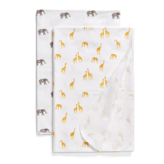 Delta Children 100% Cotton Flannel Baby Receiving Blankets for Girls and Boys – 30x30 Inches (Pack of 2), Safari Friends