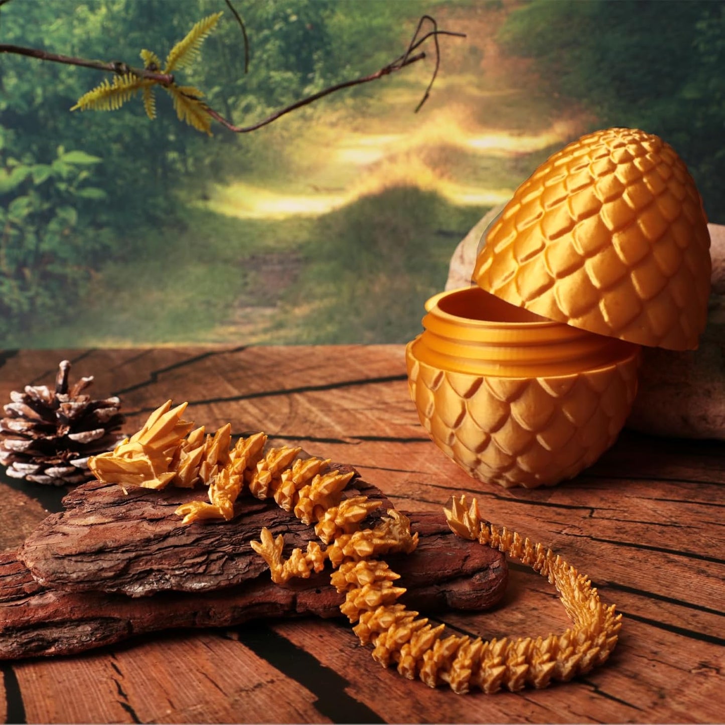 12inch Dragon Egg, Year of The Dragon, 3D Printed Dragon, Executive Desk Toys, Articulated Dragon, Fidget Toys Gifts for Graduates Students Teachers Adults (Gold)