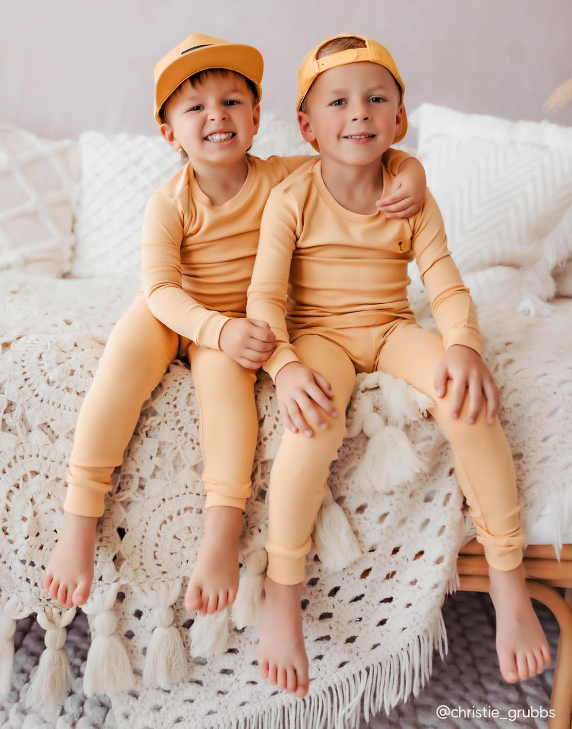 moimoln 6M-8Y Modal Cotton Solid Soft Breathable Baby Toddler Boys Girls Snug fit Pjs Long Sleeve Pajamas Set Sleepwear Daily