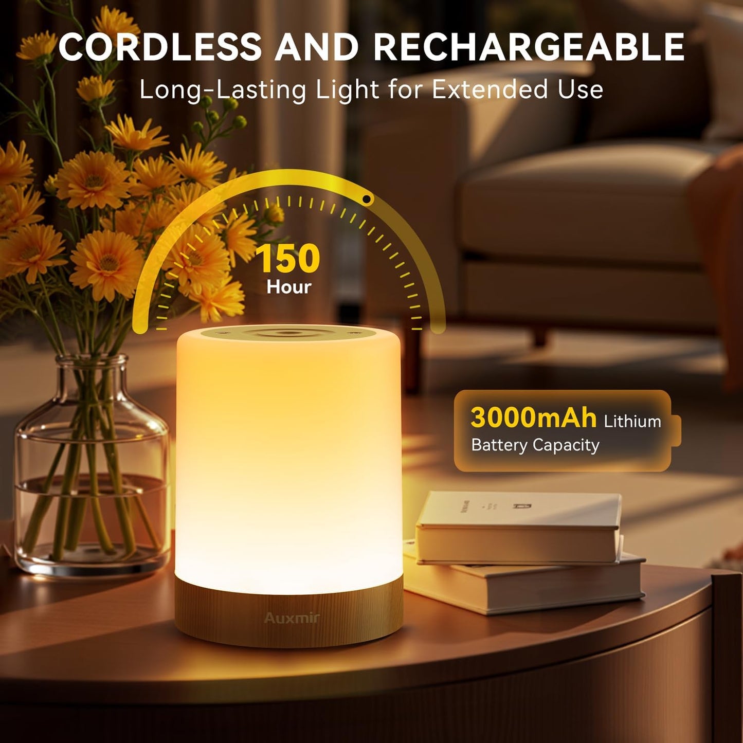 Night Light for Kids Baby, Dimmable Touch Lamp for Nursery, 11 RGB Colors 5 Brightness, Portable Rechargeable Bedside Table Lamp for Nightstand, Kids Night Light for Bedroom Living Room