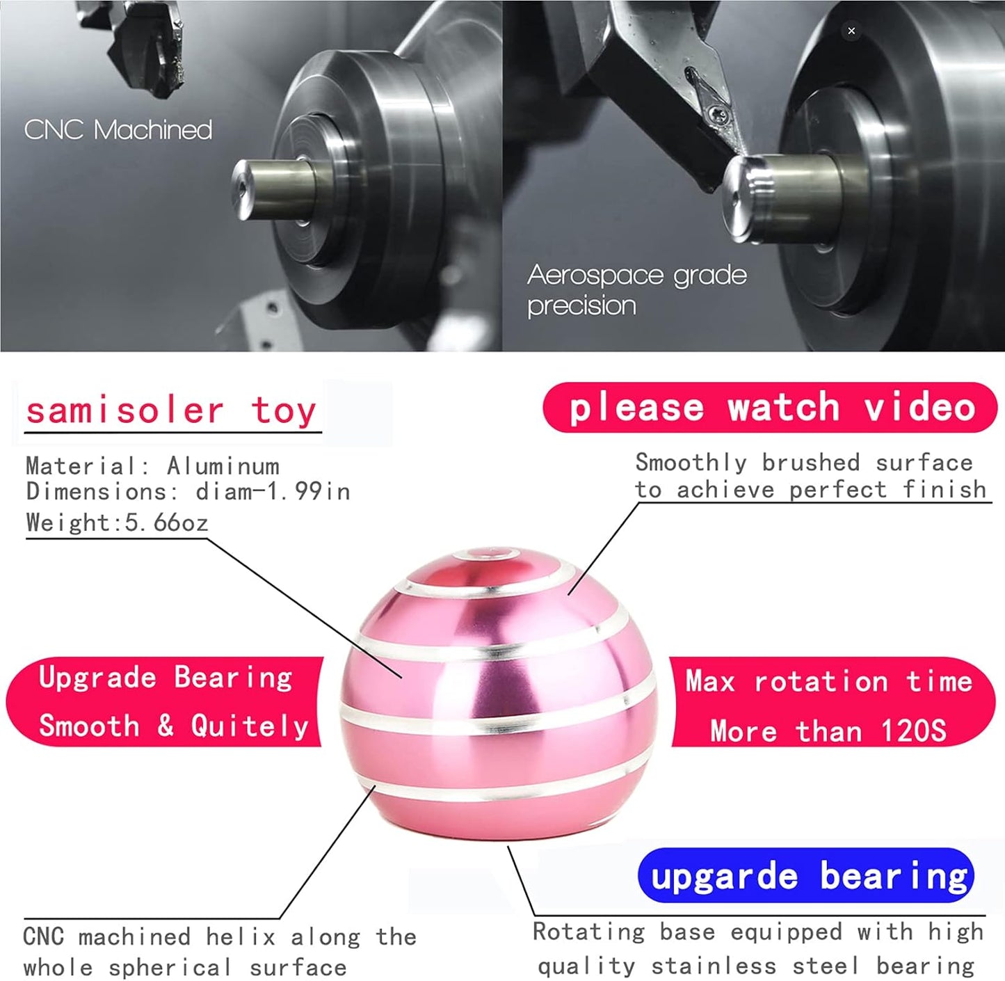 Desk-Fidget-Kinetic-Toys Cool-Gadgets: Cool-Stuff Thing Game Toy for Adult Teen Children Kid, Optical-Illusion Stress Relief Gifts for Man Women Home Office School Christmas Spinning Up 300 Seconds