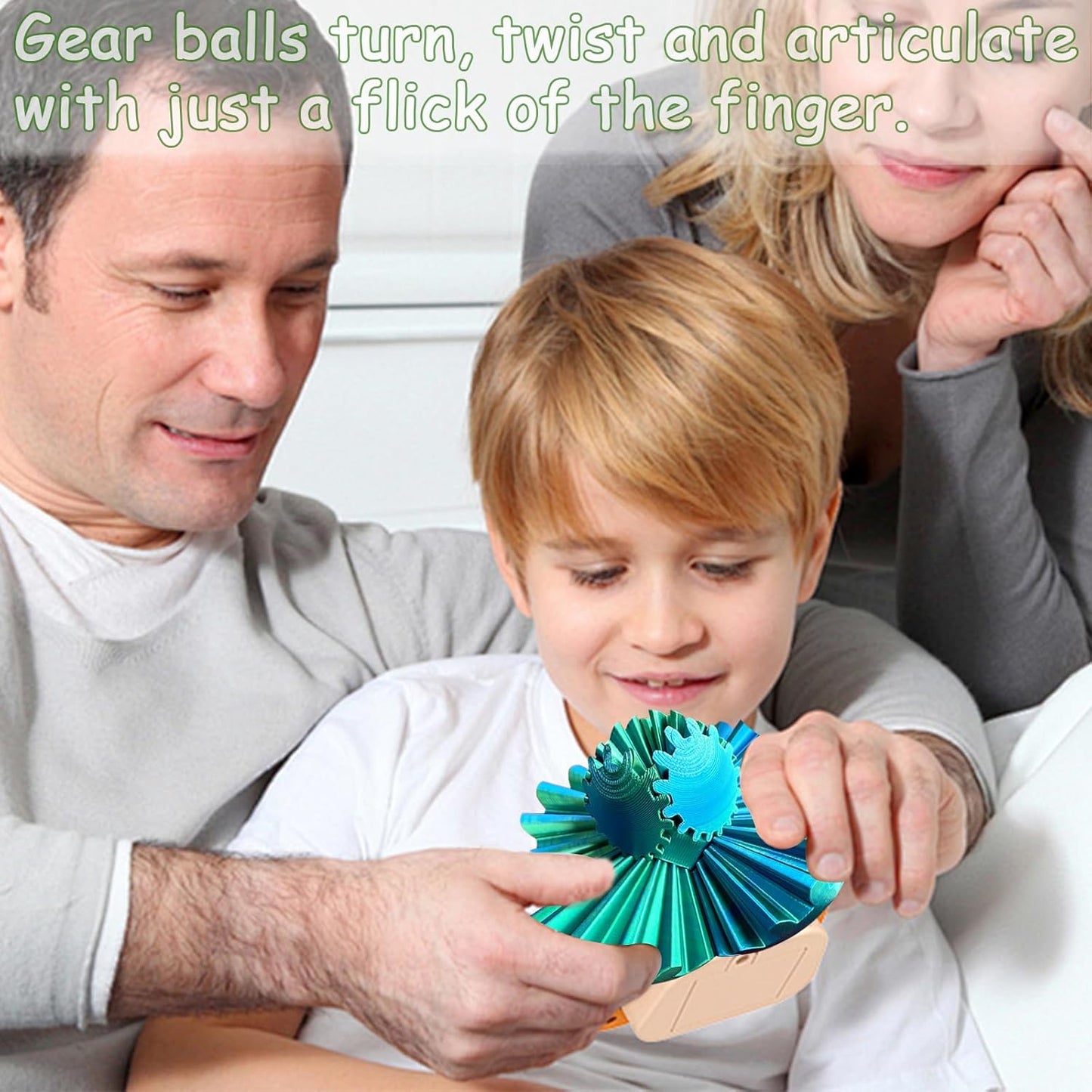 Gear Ball, Gear Sphere, 3D Printed Gear Ball Spin Ball or Cube Fidget Toy, Stress Ball, Fidget Ball, Gear Toy for Stress and Anxiety Relaxing (Color A)