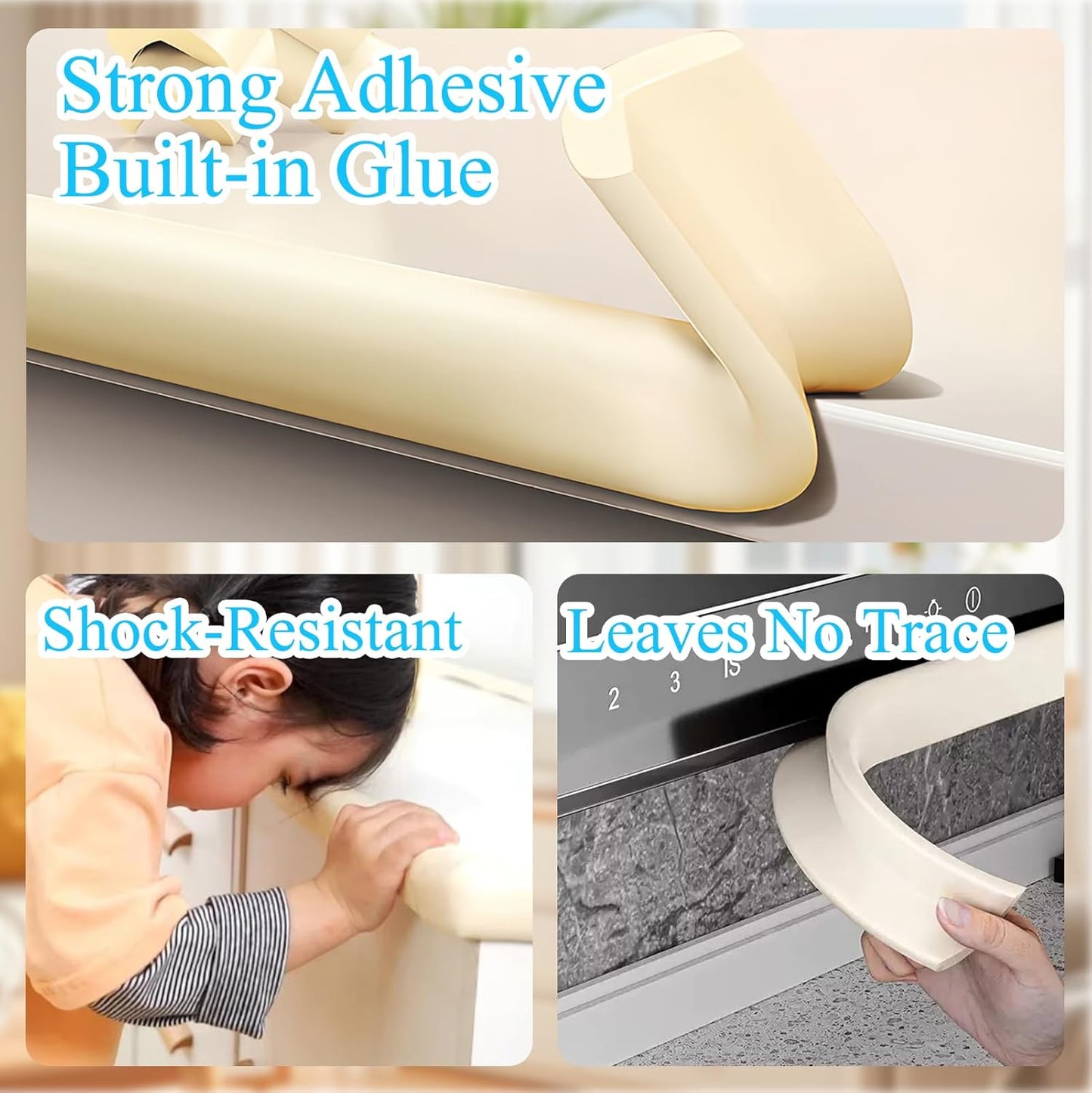 Baby Proofing Edge Corner Protector,1Roll L-Shape Soft Cabinet Door Bumper Corner Strip,4 Furniture Safety Bumper Corner Guards,Wall Protector,Self Adhesive,for Nursery,Kitchen,Fireplace,Table