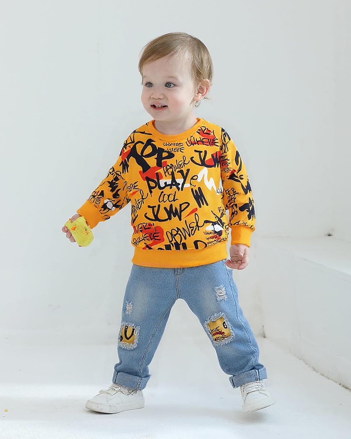 Toddler Baby Boy Outfits Fall Winter Clothes Color Block Long Sleeve Sweatshirt Tops + Jogger Pants Set 2PCS