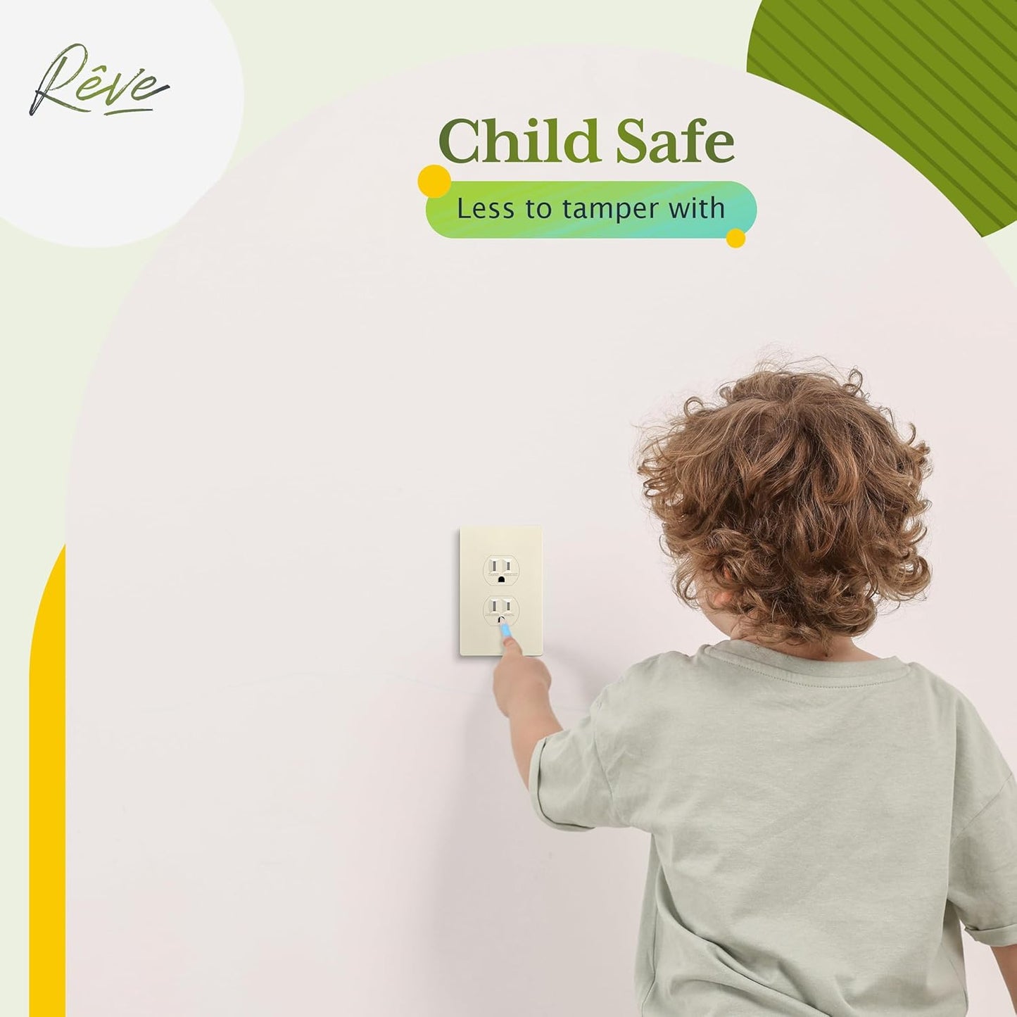 TG Mid-Size Screwless Duplex Wall Plate, Child Safe Receptacle Outlet Cover, Medium Size 1-Gang 4.88" H x 3.11" L, Polycarbonate Thermoplastic, UL Listed, SP-MS1-LA5P, Light Almond (5 Pack)