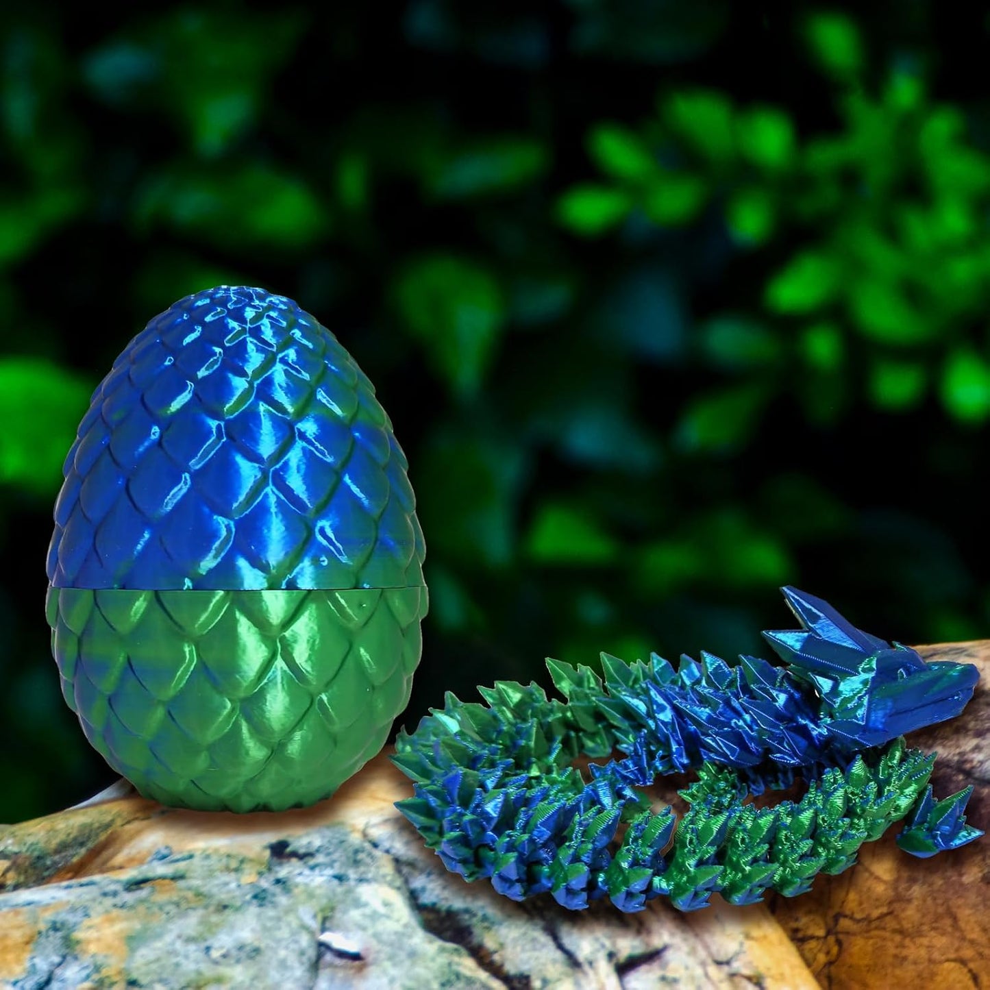 Dragon Egg ,Dragon Egg Fidget Surprise Toy with 3D Printed Dragon, Dragon Eggs with Dragon Inside Fidget Toy, 12" Dragon and Dragon Egg Toy Gifts for Autism and ADHD. (Laser Green)