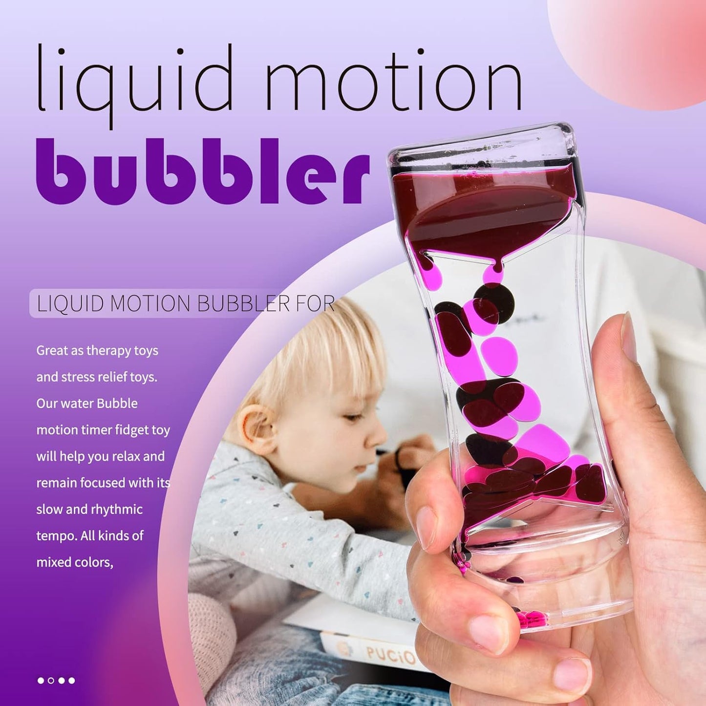 Liquid Motion Bubbler Timer Sensory Toy, 8 Pack Mix Colors Drip Water Oil Timer for Desktop Play Toys for Activity, Relaxing, Anxiety, Autism, ADHD Office Home
