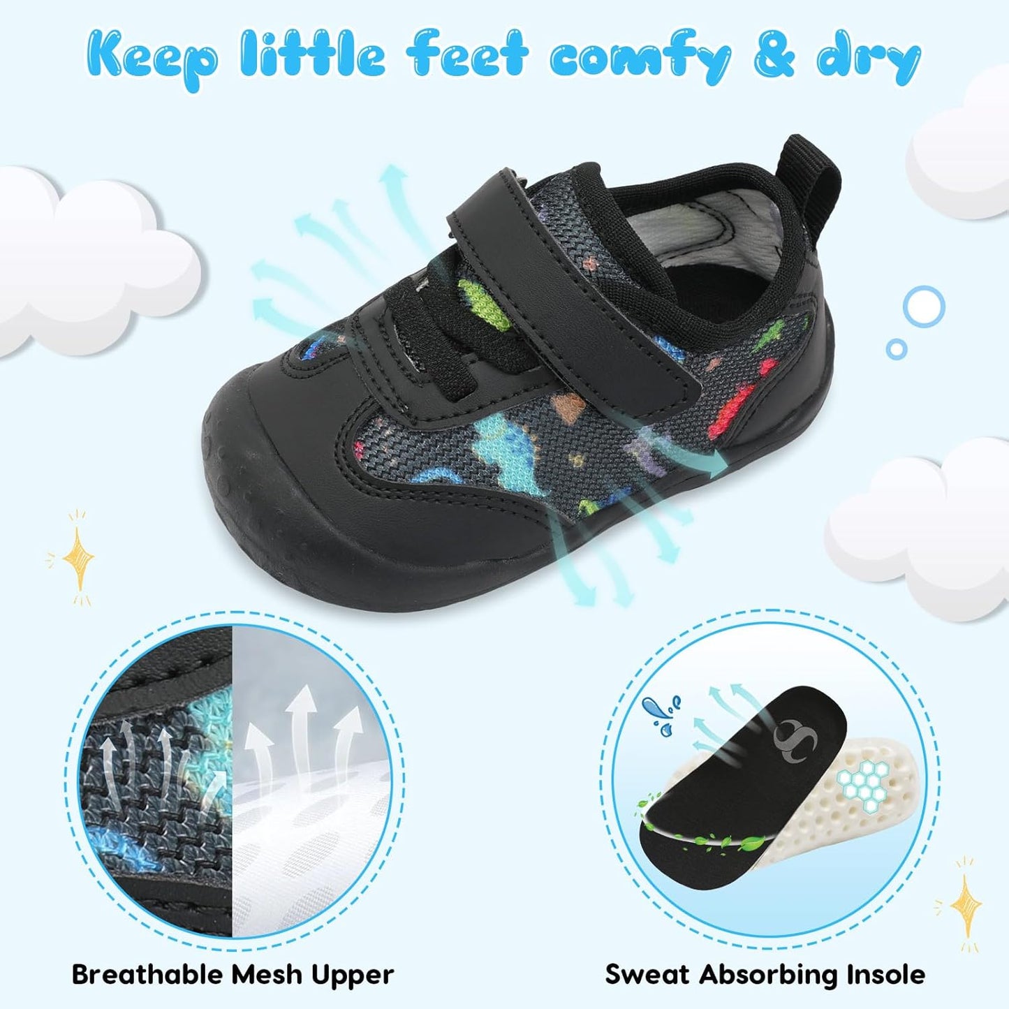 Scurtain Baby Shoes Boy Girl First Walking Shoe Infant Crib Breathable Sneakers Lightweight Barefoot Shoes for Babies