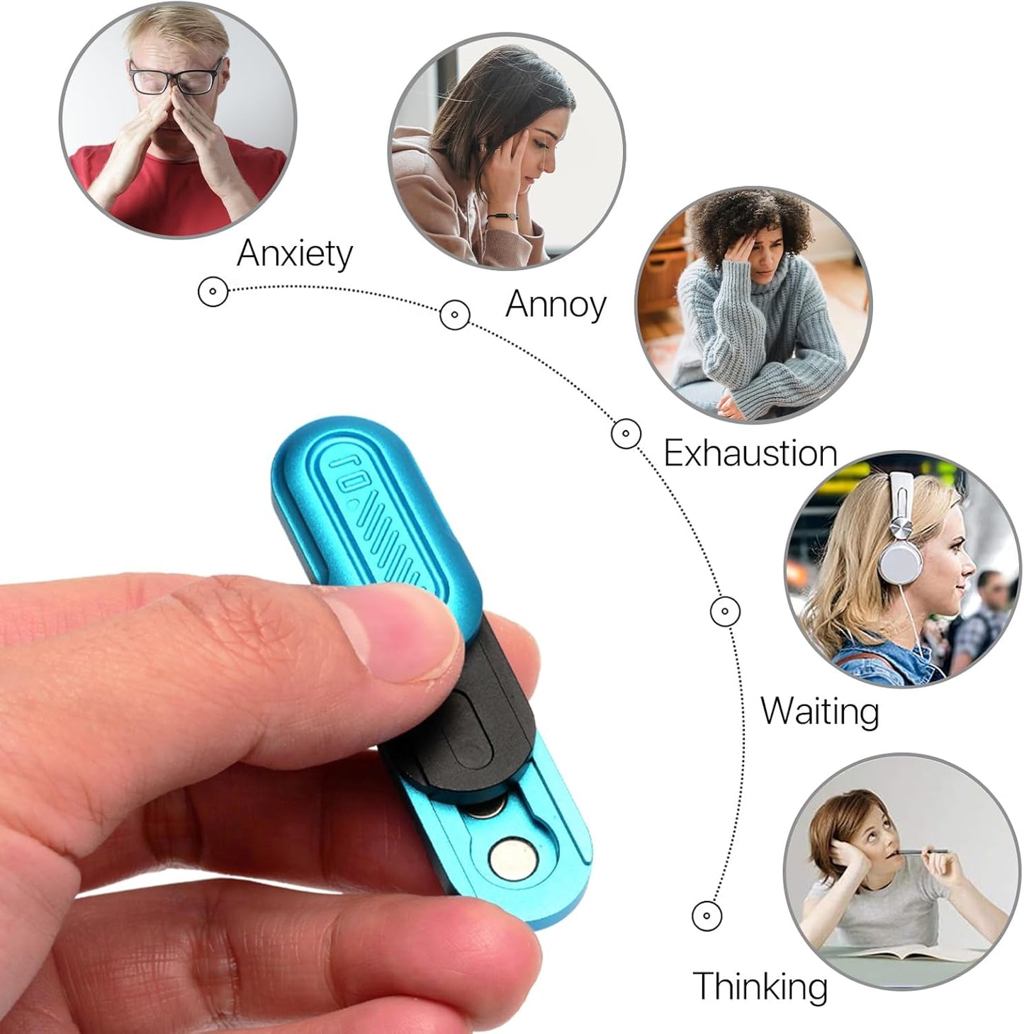 Mini Fidget Slider, Metal Card Fidget Slider Fidget Keychain Fidget Blocks Kit Adult Anxiety Anti Stress (Blue)