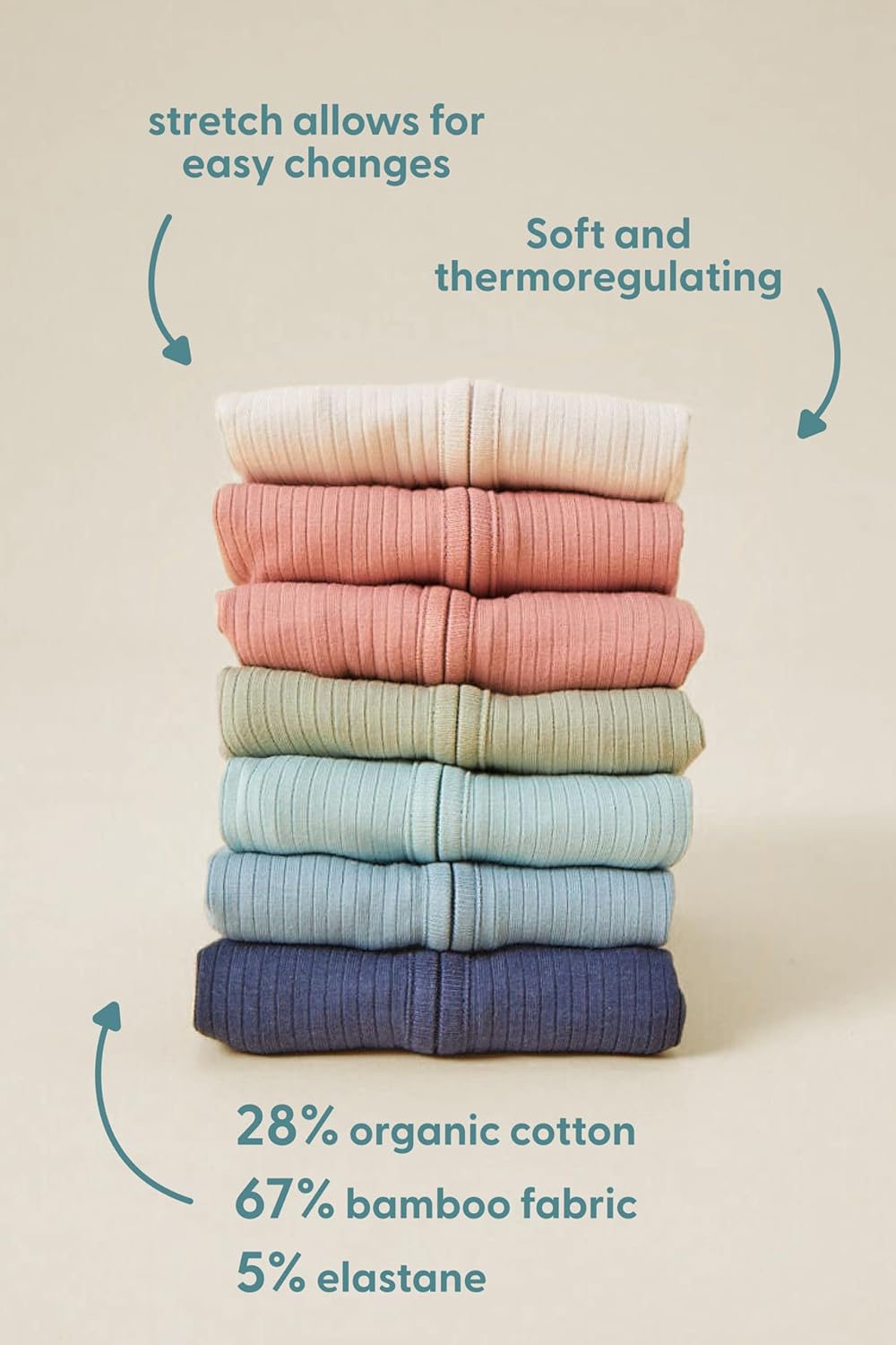 MORI Baby Ribbed Short Sleeve Bodysuit with Envelope Neck and Nickel Free Poppers - Unisex Toddler Romper for Boys and Girls