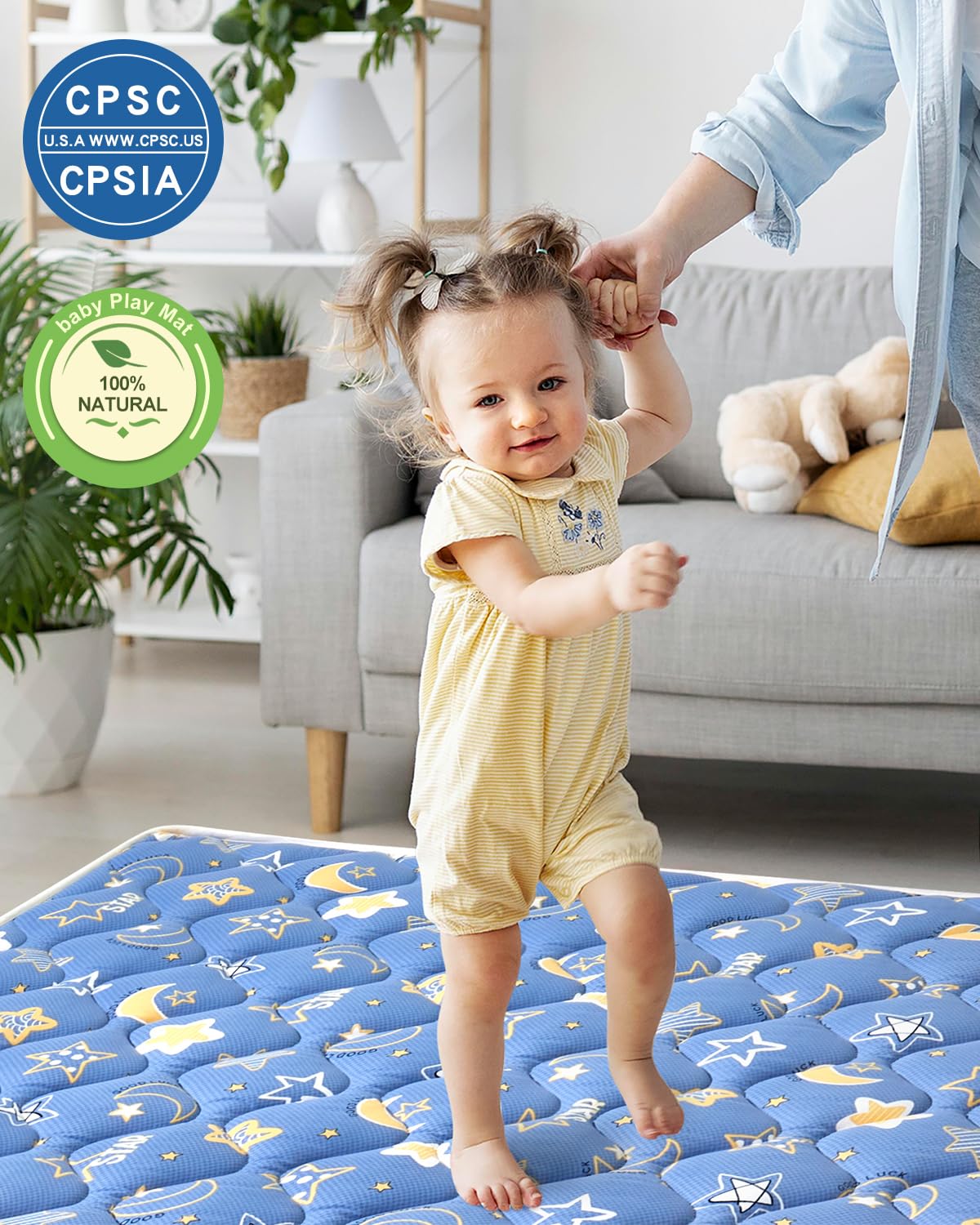 Odorless Premium Foam Baby Play Mat 71" X 59", Extra Large Activity Playmats for Babies,Toddlers, Infants, Soft Thicker Baby Mat for Floor, Play & Tummy Time, Machine Washable for Easy Care