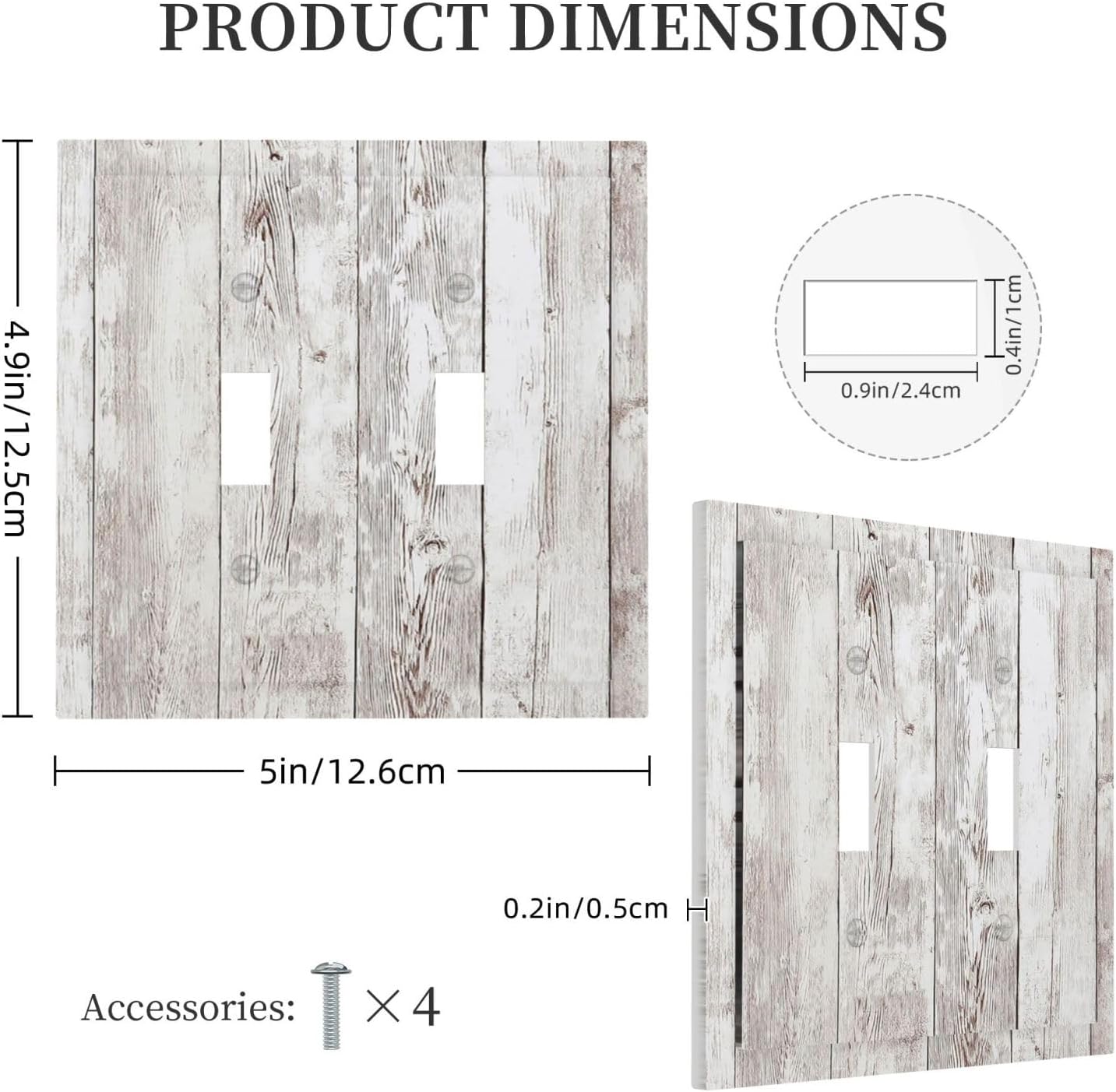 Decorative Switch Plates Rustic Vintage White Wood Grain 2 Gang Double Toggle Outlet Light Switch Cover Wall Plate Electrical Faceplate for Farmhouse Home Decor