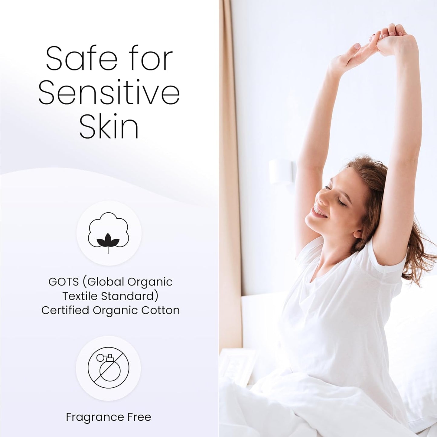 Hooga Grounding Sheet, Organic Fitted Grounded Sheet for Improved Sleep, Pain Relief - Earth Connected Bedding 60”x80”x15” Queen Size, Pure Silver Fiber and Cotton, Grounding Cord Included. Off White