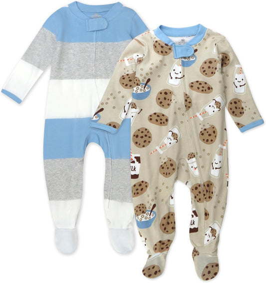 HonestBaby Baby Sleep N' Play One-Piece Zip-Front Footed Organic Cotton Pajama Sleeper