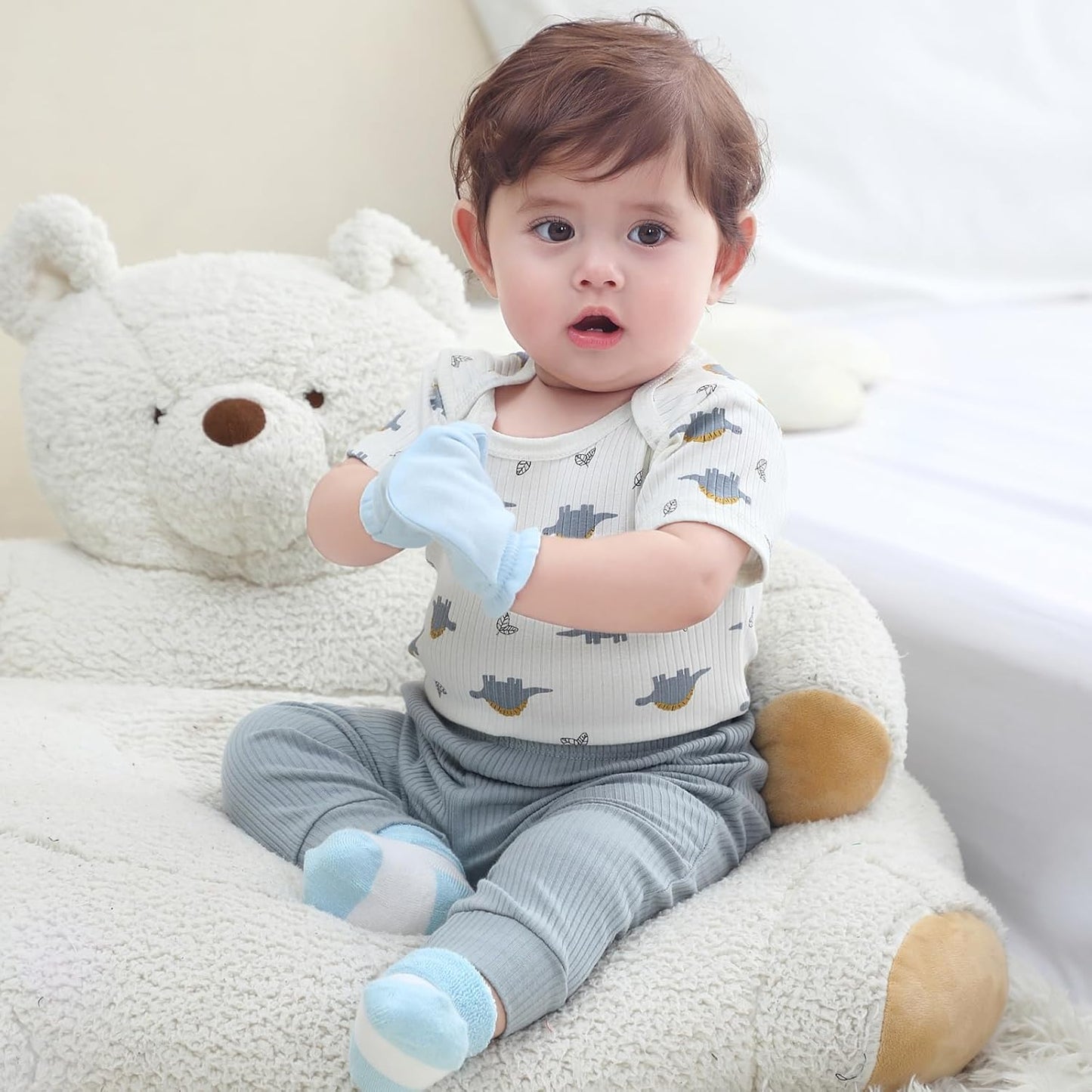 Baby Bodysuit and Pant Set 6-pcs Ribbed Soft Infant Boy Girl Clothes Outfits