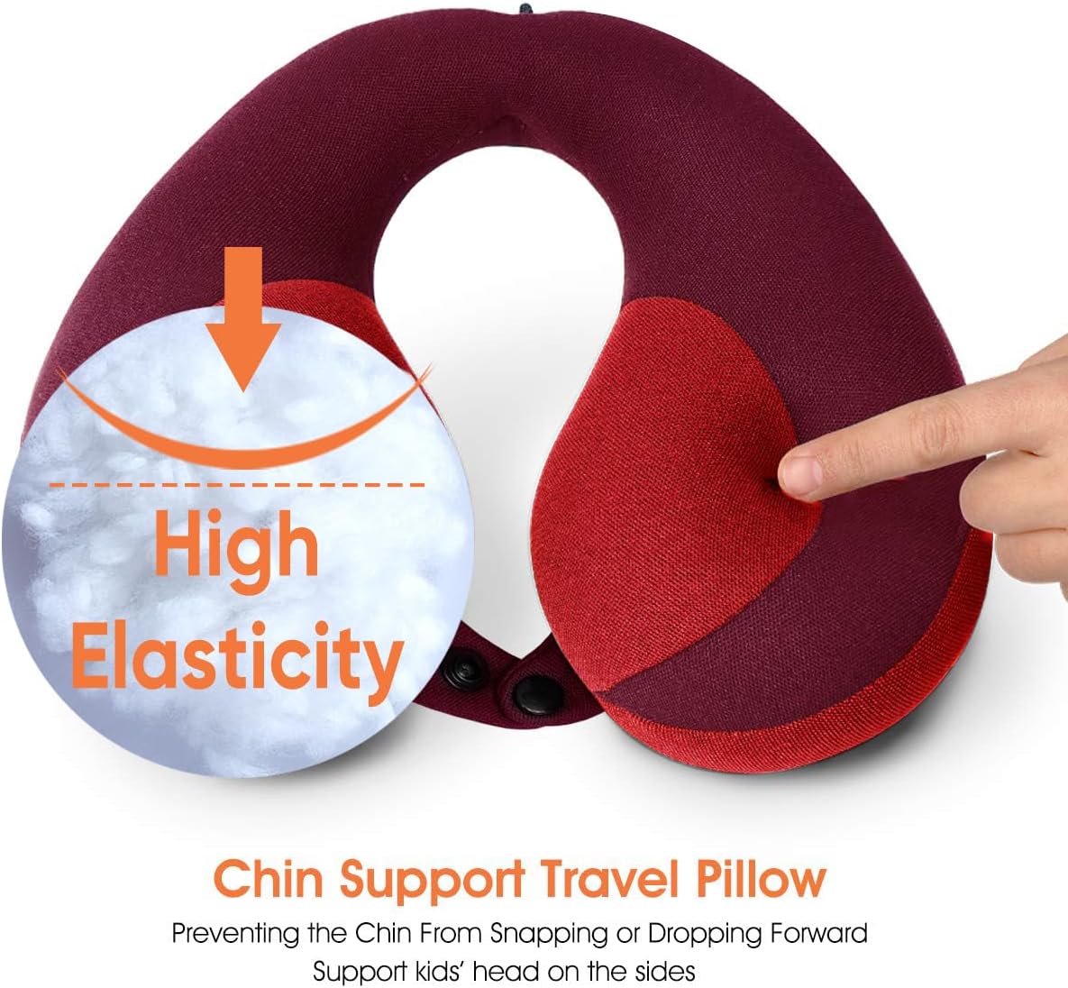 INFANZIA Kids Chin Supporting Travel Neck Pillow, Helps Support Head and Neck, Comfortably Designed for Head, Neck, and Chin Support - Gifts for Toddler/Child/Kids, Red