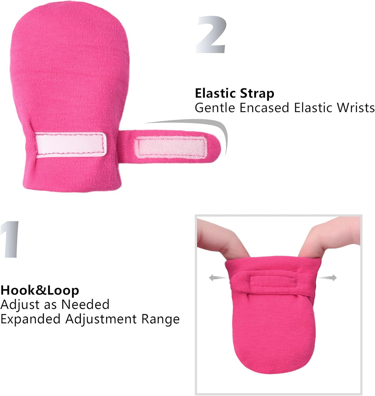 Newborn Baby No Scratch Mittens Stay On, 100% Cotton Breathable, Adjustable Infant Gloves for Baby Boys Girls Mittens