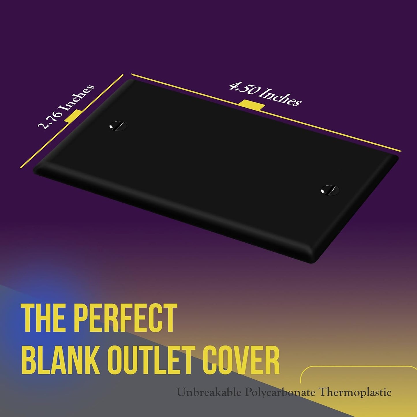 ENERLITES Blank Device Wall Plate, Gloss Finish, Standard Size 1-Gang 4.50" x 2.76", Polycarbonate Thermoplastic, 8801-BK, Black