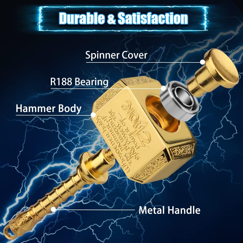 Transformable Fidget Spinner, Metal Hand Hammer Fidgit Chain Toy for Kids Adults, Cool Shield Fingertip Gyro Stress Relief Cube for Office, Stocking Stuffer Gifts for Christmas 2 Pack