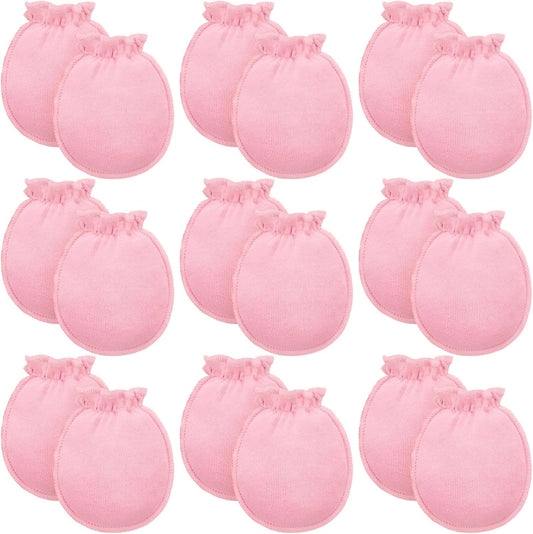 9 Pairs Newborn Baby Boys Girls Mittens 0-6 Months Infant Toddler Mittens No Scratch Solid Color Gloves