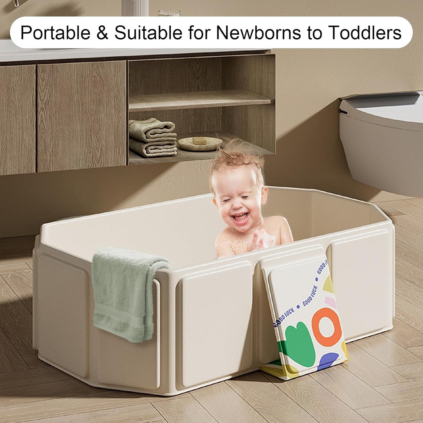 Collapsible Baby Bathtub, Portable & Foldable Bathtub for Newborns to Toddlers, Easy to Store, Lightweight for Home & Travel, SpaceSaver Baby Tubs for Kids