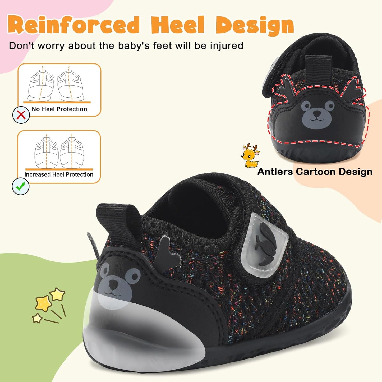FEETCITY Baby Walking Shoes Barefoot Baby Shoes Infant Sneakers Newborn Crib Shoe Lightweight Flexible Slip On Shoe
