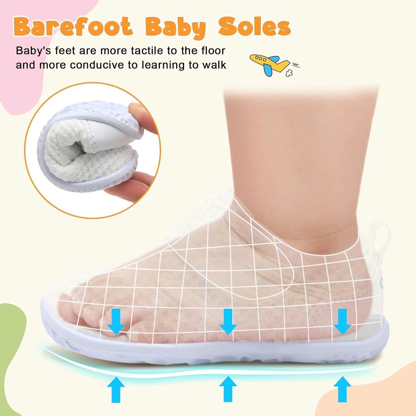 FEETCITY Baby Walking Shoes Barefoot Baby Shoes Infant Sneakers Newborn Crib Shoe Lightweight Flexible Slip On Shoe