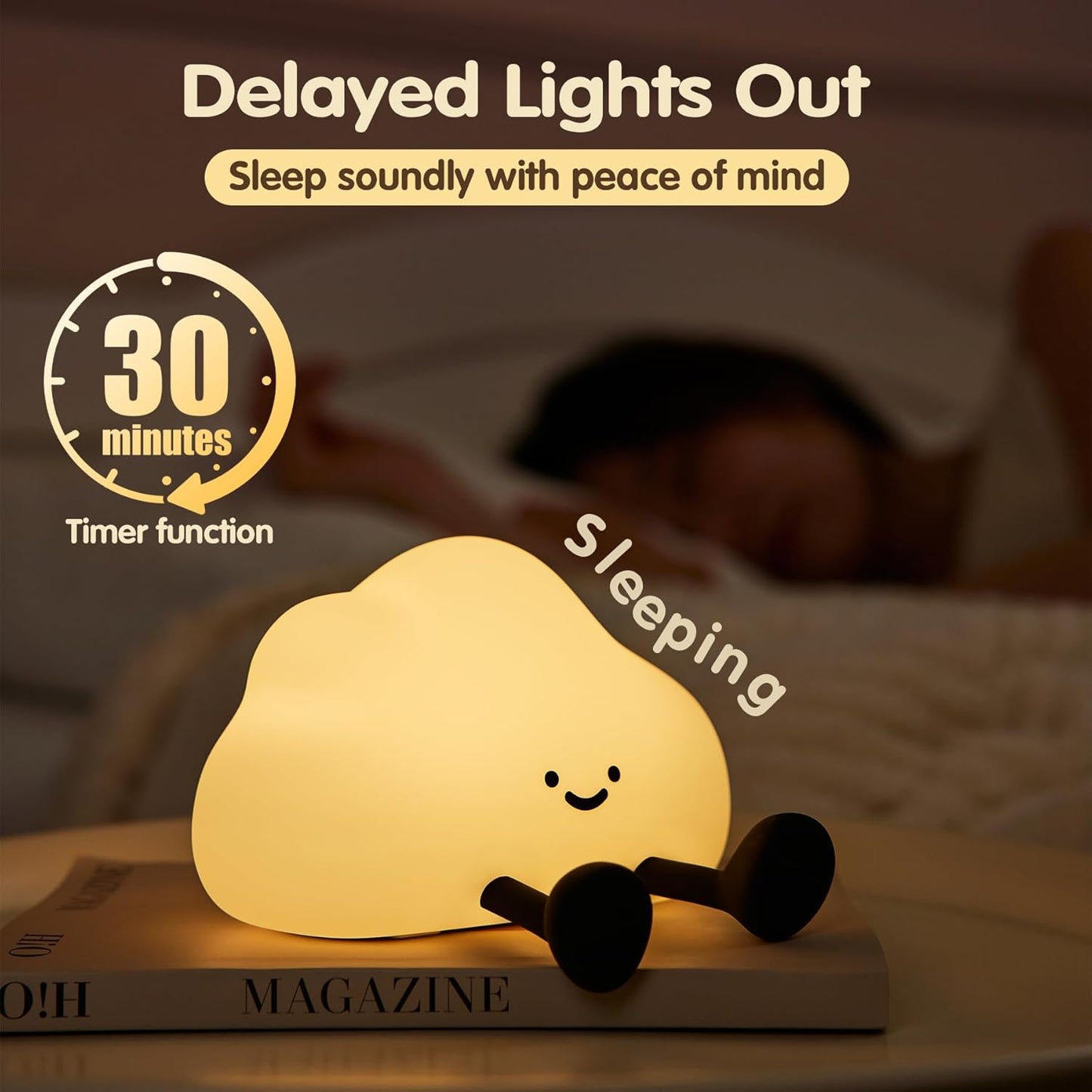 Cloud Night Light for Kids, Adorable Touch Night Lamp Silicone Dimmable LED Nightlight for Nursery Rechargeable Bedside Night Lights for Bedrooms Breastfeeding