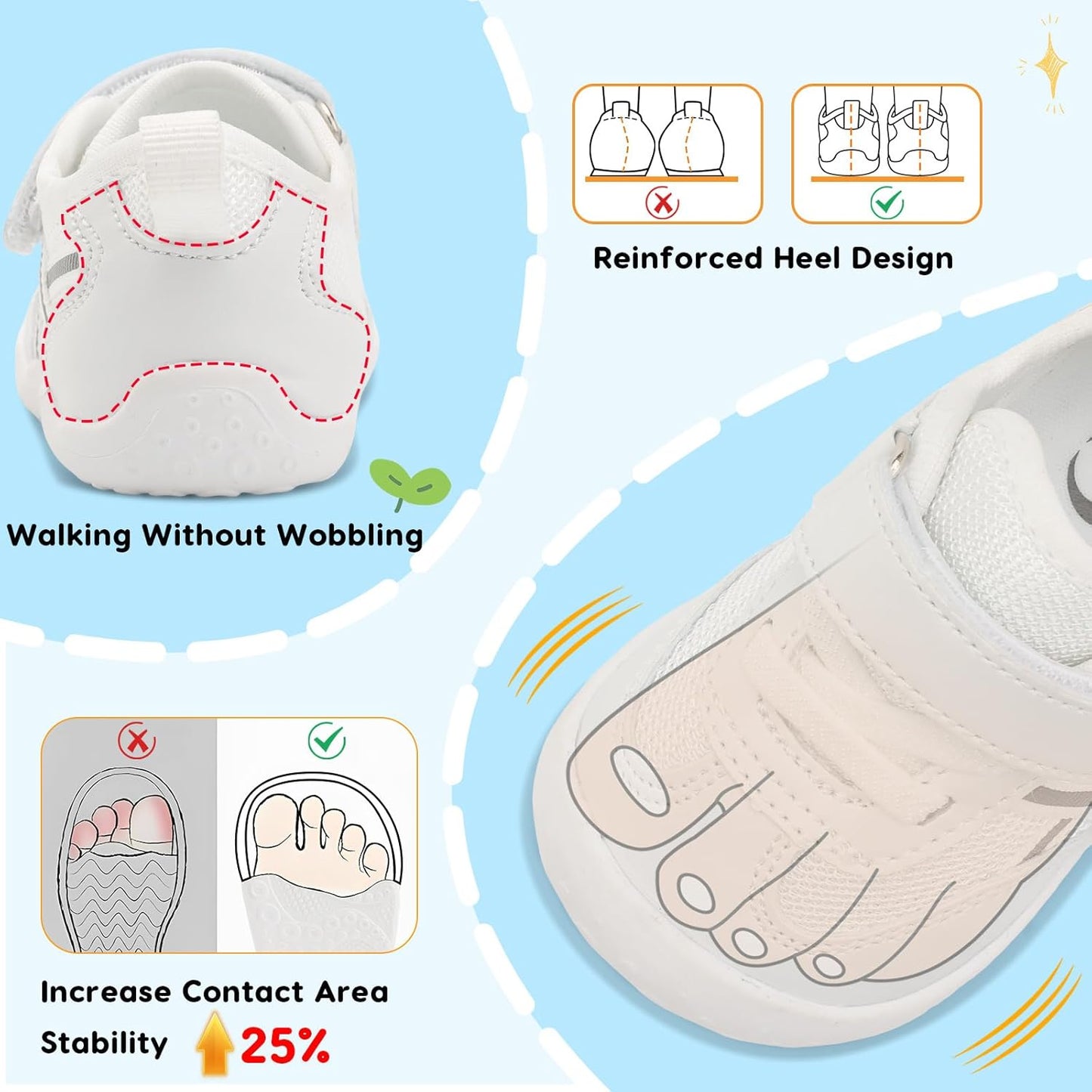 Scurtain Baby Shoes Boy Girl First Walking Shoe Infant Crib Breathable Sneakers Lightweight Barefoot Shoes for Babies
