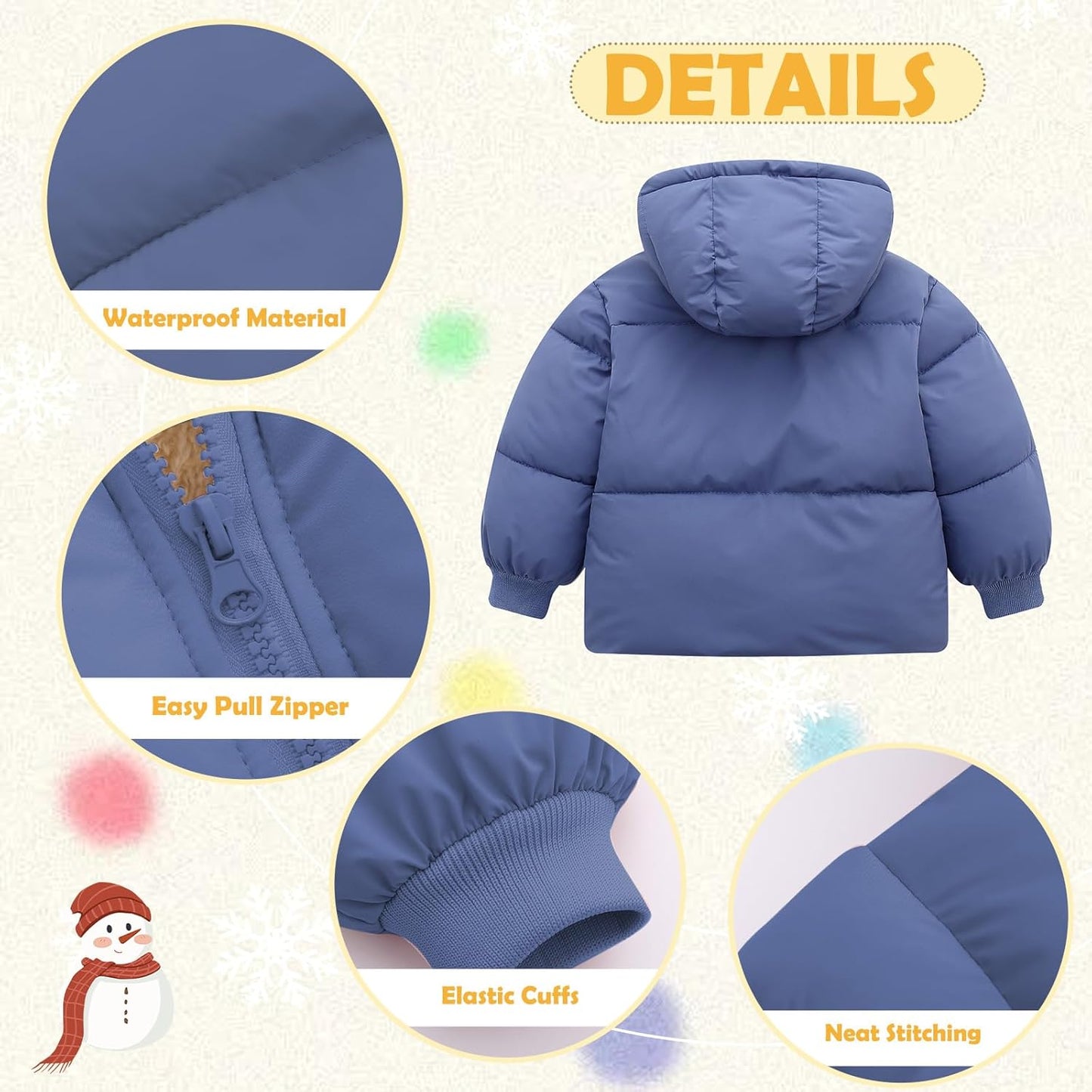 UNICOMIDEA Baby Winter Coat with Hooded Toddler Boys Girls Puffer Jackets for 12M-5T