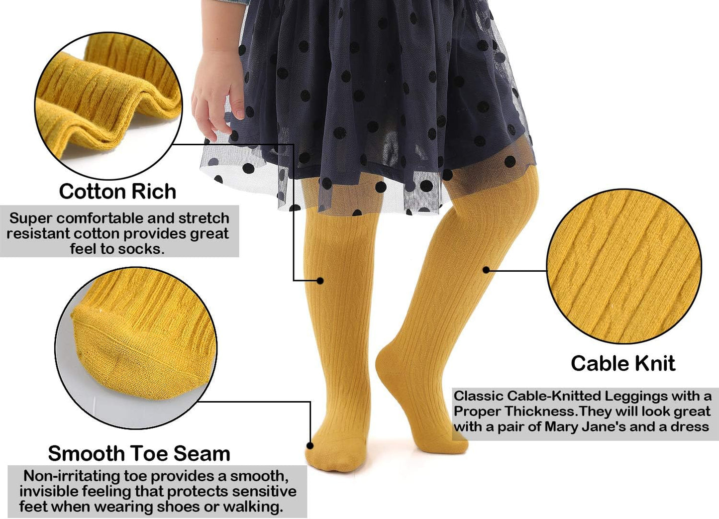 EPEIUS Baby Girl Tights Thick Cable Knit Leggings Stockings Cotton Pantyhose for Newborn Infant Toddler 3/4/5/6 Pack