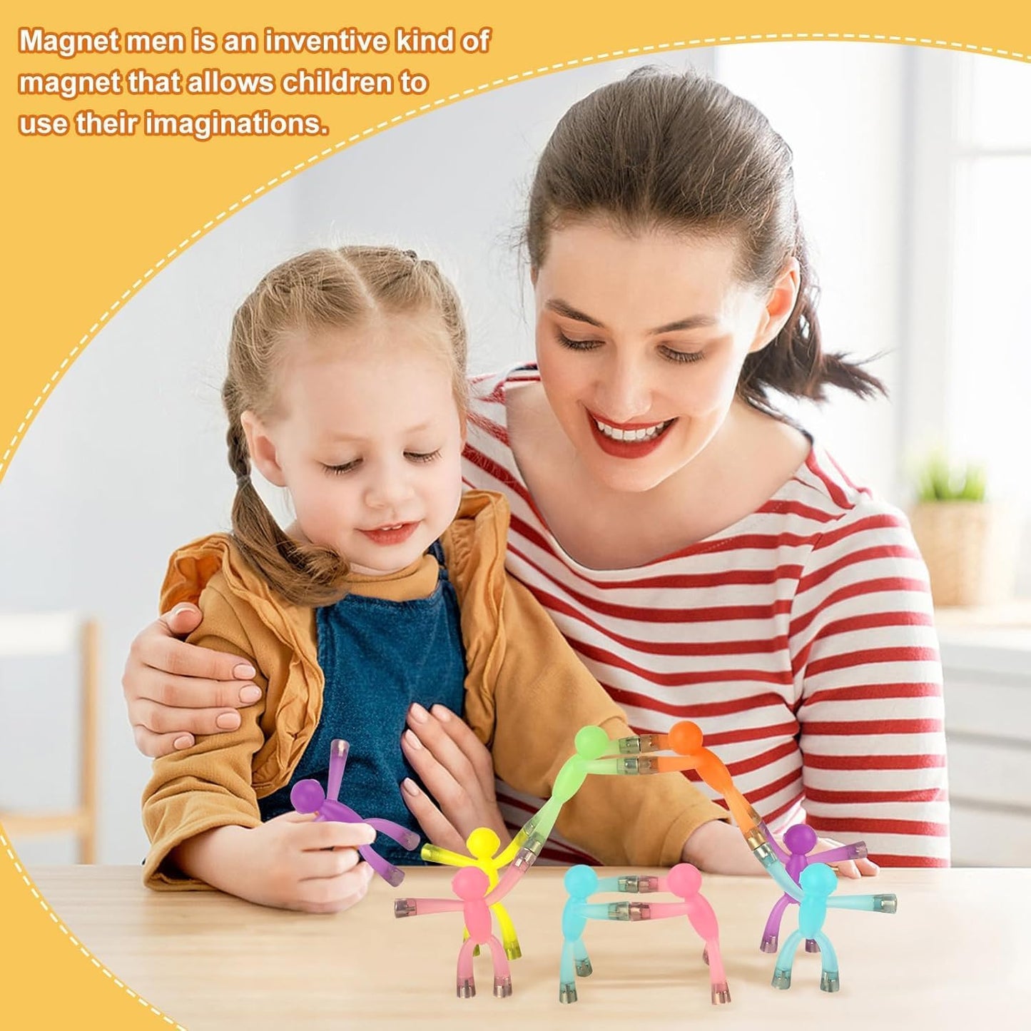 Magnetic Men, Whimsical and Colorful Humanoid Magnetic People Toys, 4pcs, Synthetic Resin