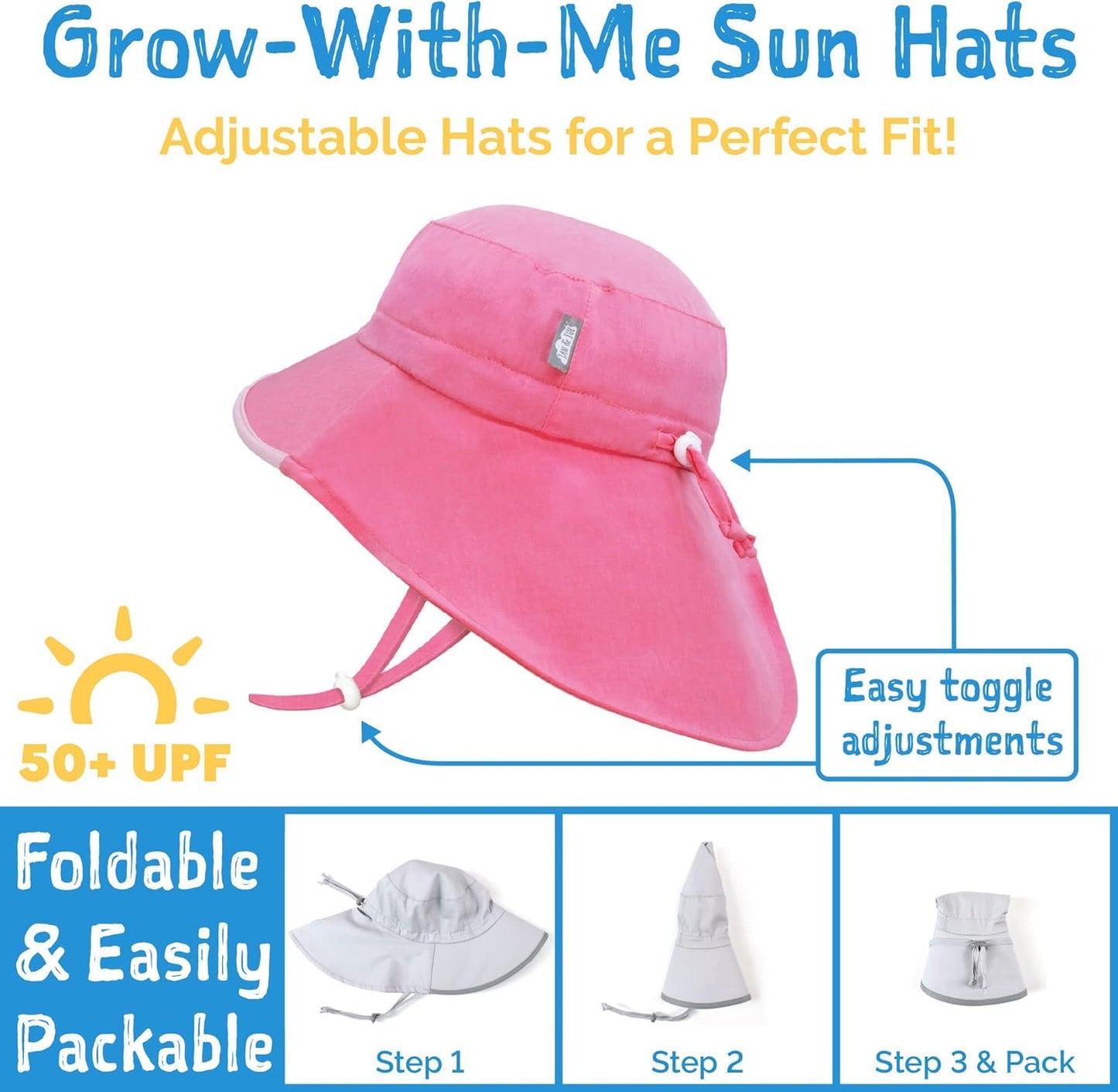 JAN & JUL Summer Adventure Wide Brim 50+ UPF Quick-Dry Sun-Hats for Kids