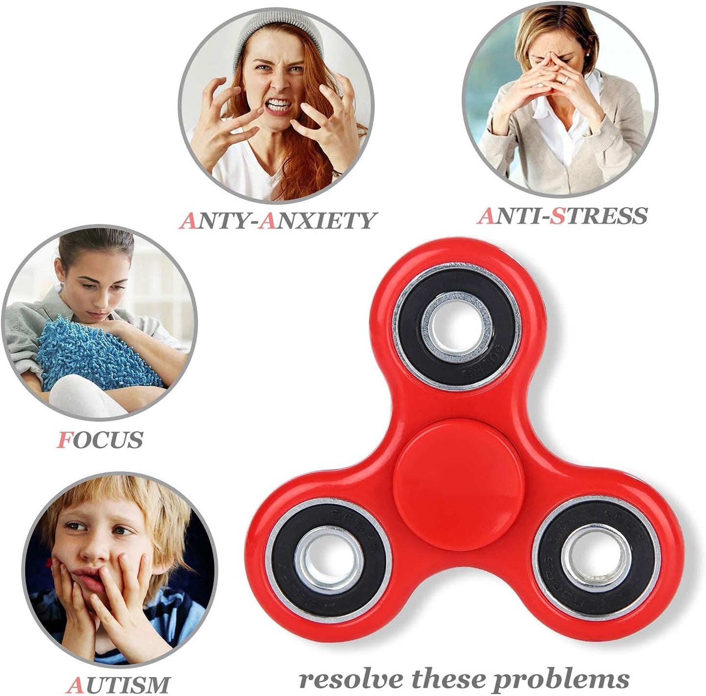 SCIONE Fidget Spinner Bulk 10 Pack Tri-Spinner Office Desk Classroom ADHD Anti Anxiety Focus Finger Fidget Spinners Stress Relief Toys Gifts for Adults Kids Party Favors Easter Basket Suffers