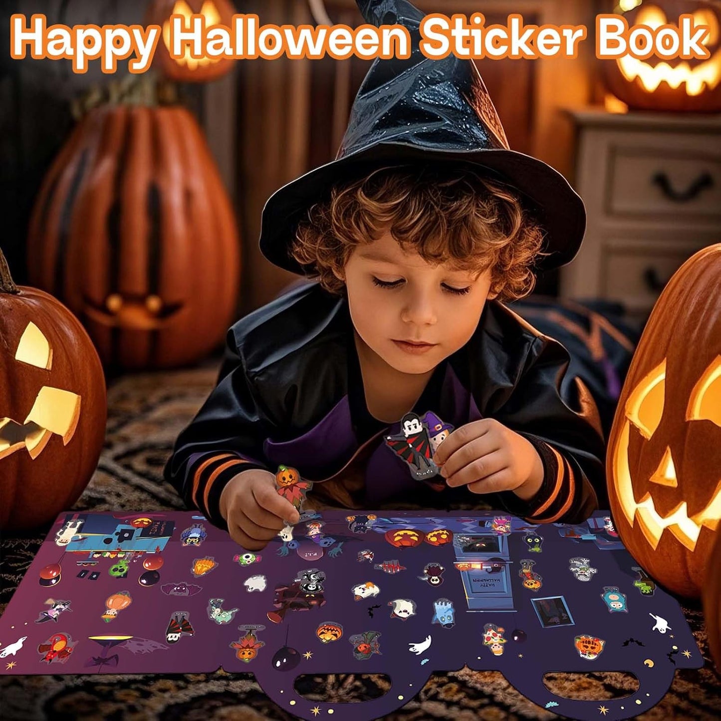 Halloween Reusable Sticker Books for Toddlers 3+, Halloween Stickers for Kids, Sticker Book for Toddlers 3+ Years, Halloweens Gifts for Kids Girls Boys