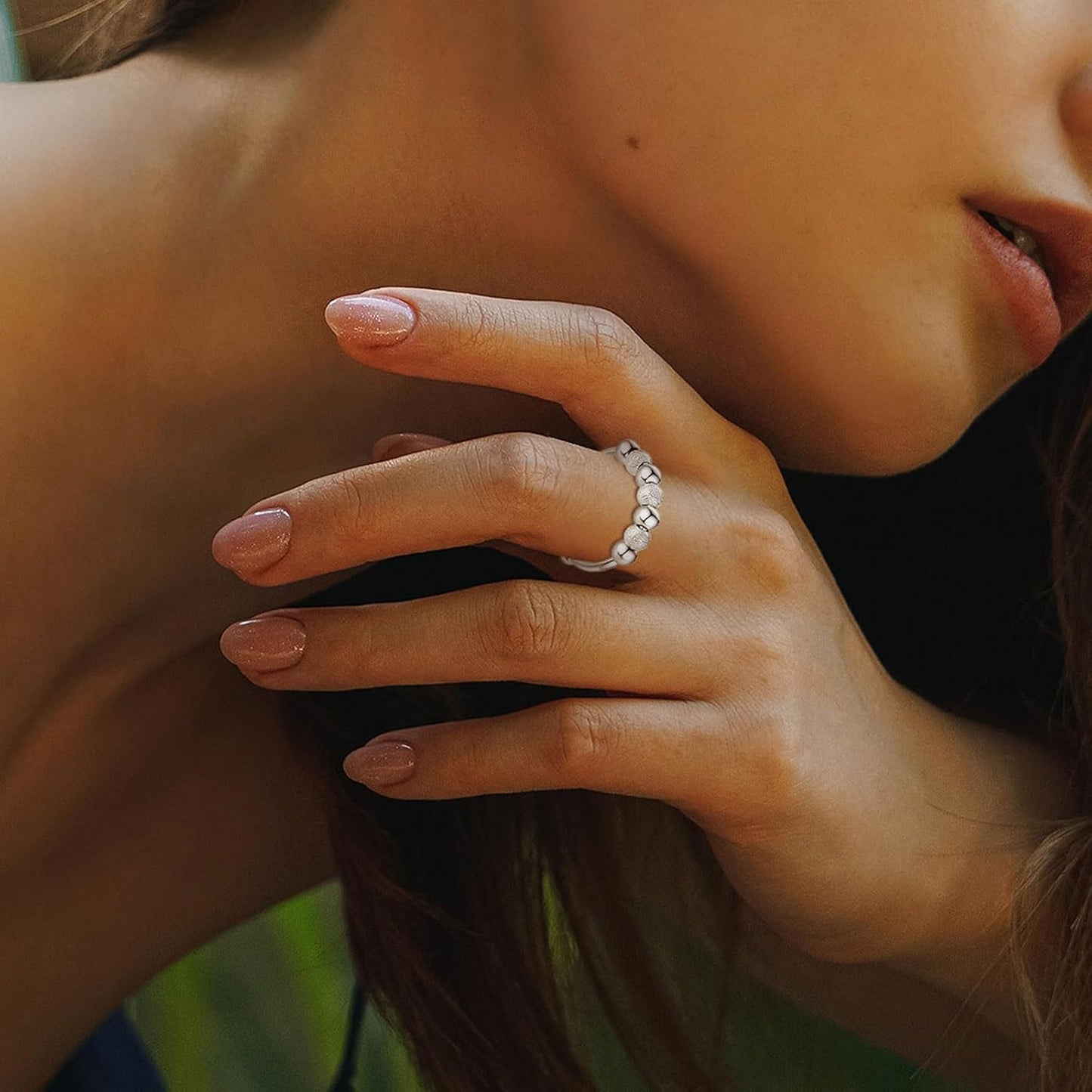 INFUSEU Funny Spinner Fidget Rings for Women Girls Anti Anxiety Stress Worry, Adjustable Size