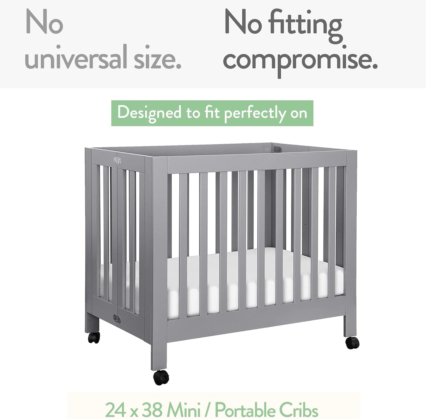 Mini Portable 24x38 Fitted Crib Sheets – Compatible with Dream on Me, Delta Porta Crib and Arms Reach Ideal Cosleeper – 100% Jersey Cotton – Light + Dark Sage Green – 2 Pack