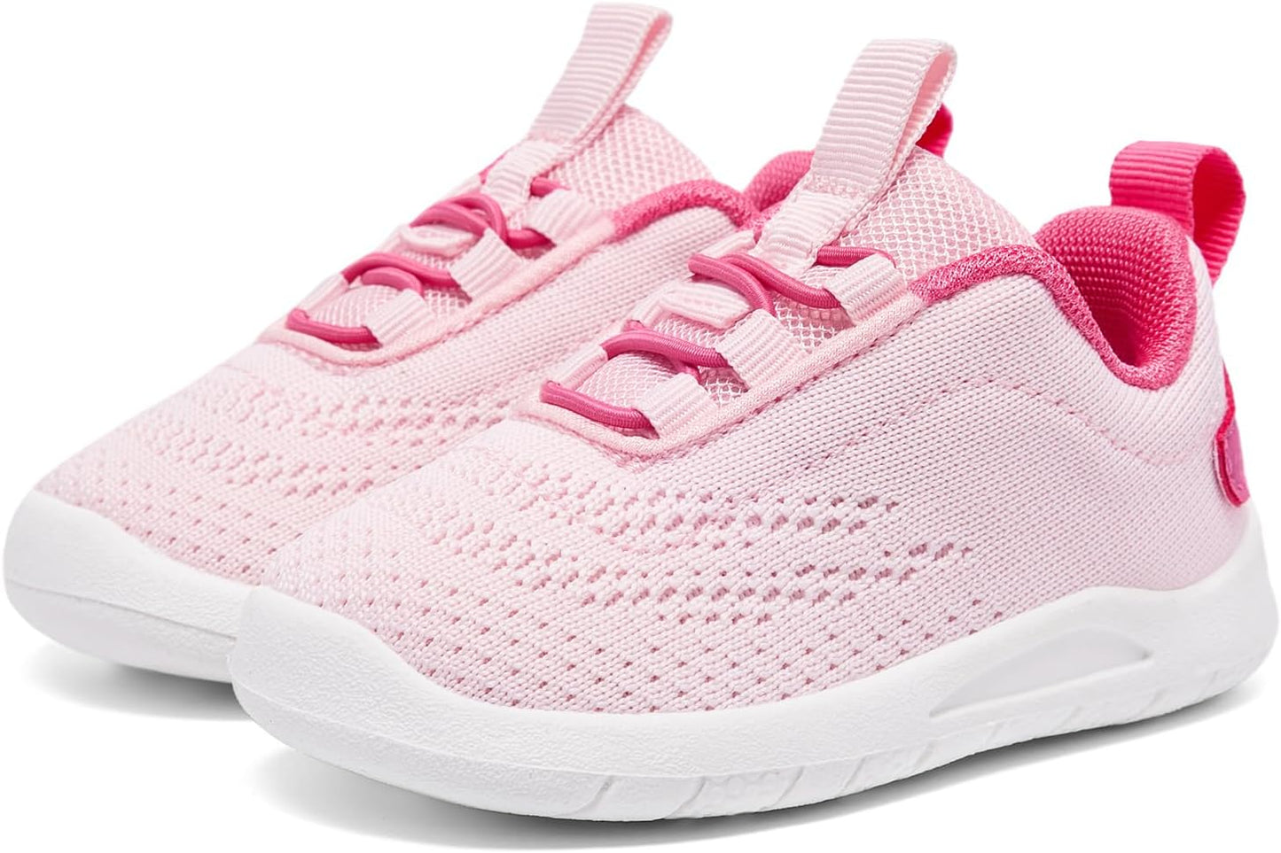 MORENDL Toddler Slip On Sneakers Baby Walking Shoes Non-Slip Breathable Unisex Pink Mesh Lace-Up Athletic Sneakers Infant Running Shoes